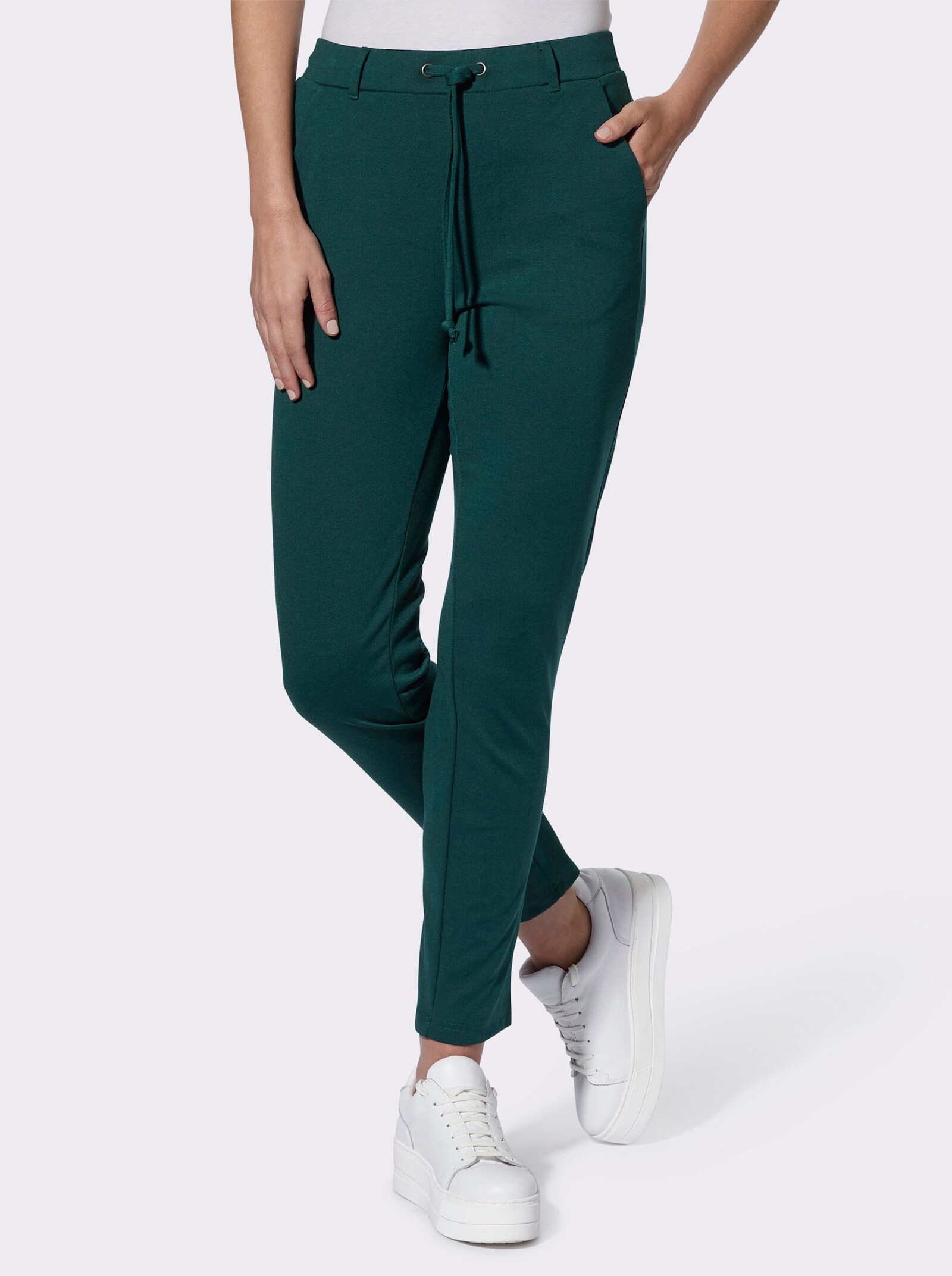 Jerseyhose mit Tunnelzug in der Taille - petrol