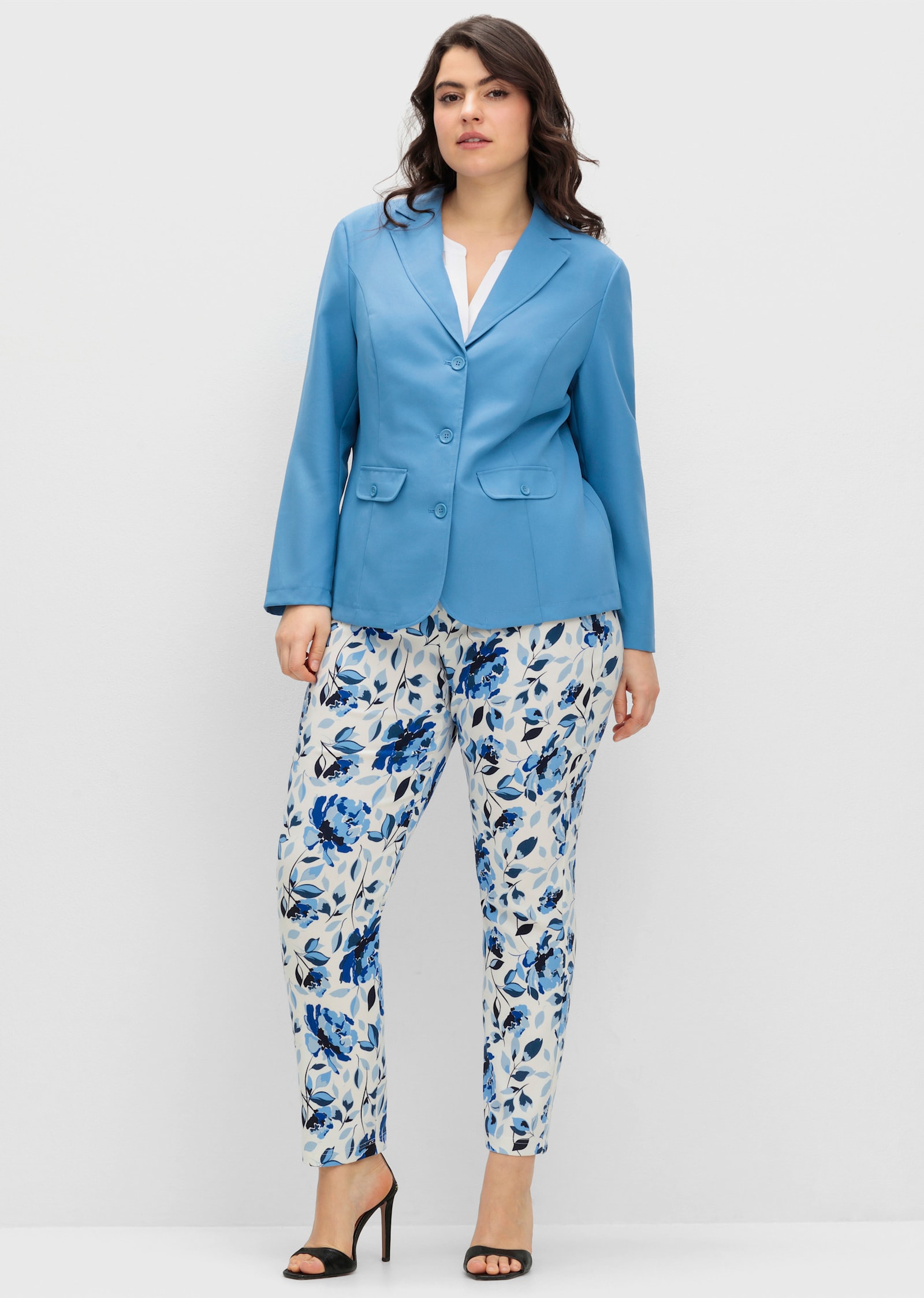 Blusenblazer mit Wiener Nähten - mittelblau