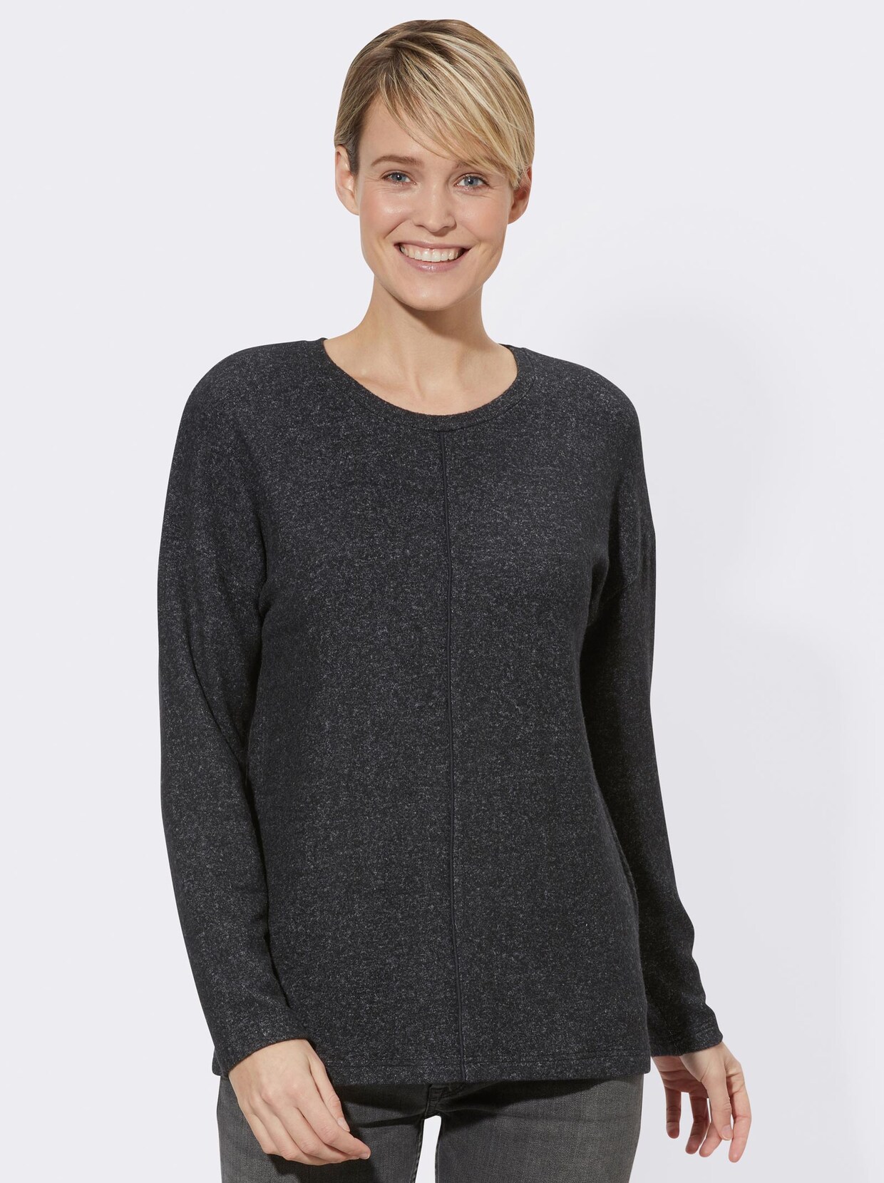 Langarmshirt - grafit-meliert