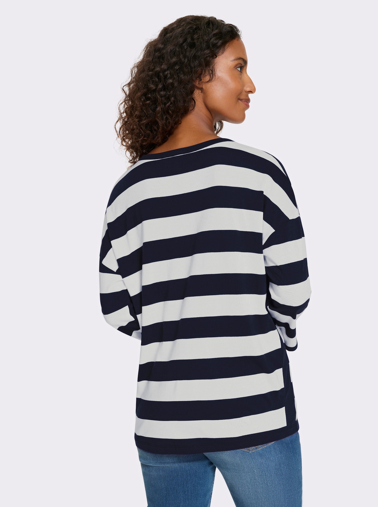 heine Ringelshirt mit seitlichen Einsätzen - marine-weiß-geringelt