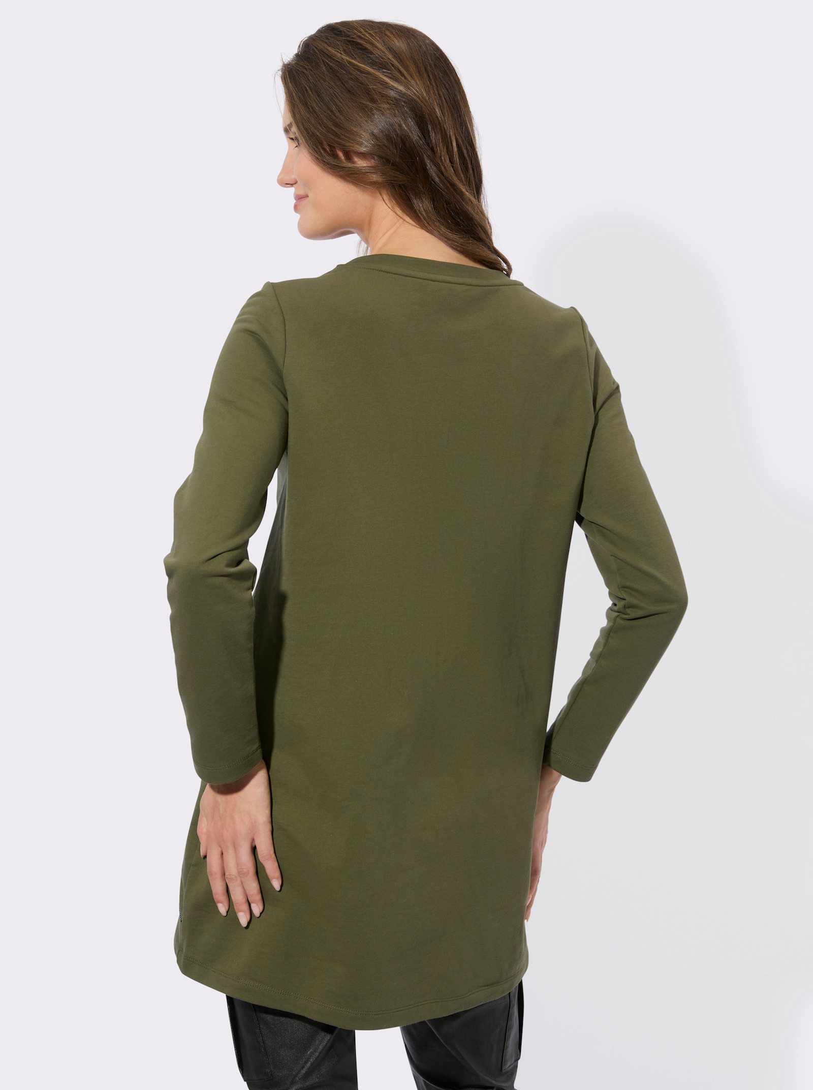 Longsweatshirt mit Zierreissverschluss - oliv