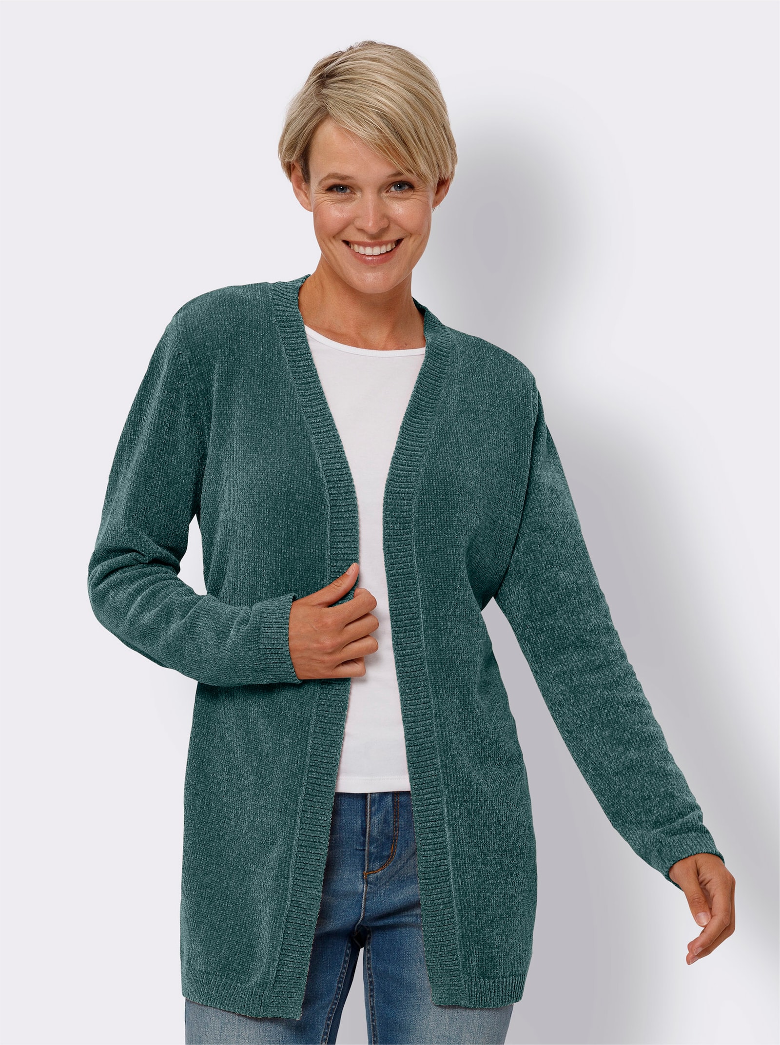 Strickjacke in Chenille-Qualität - grün