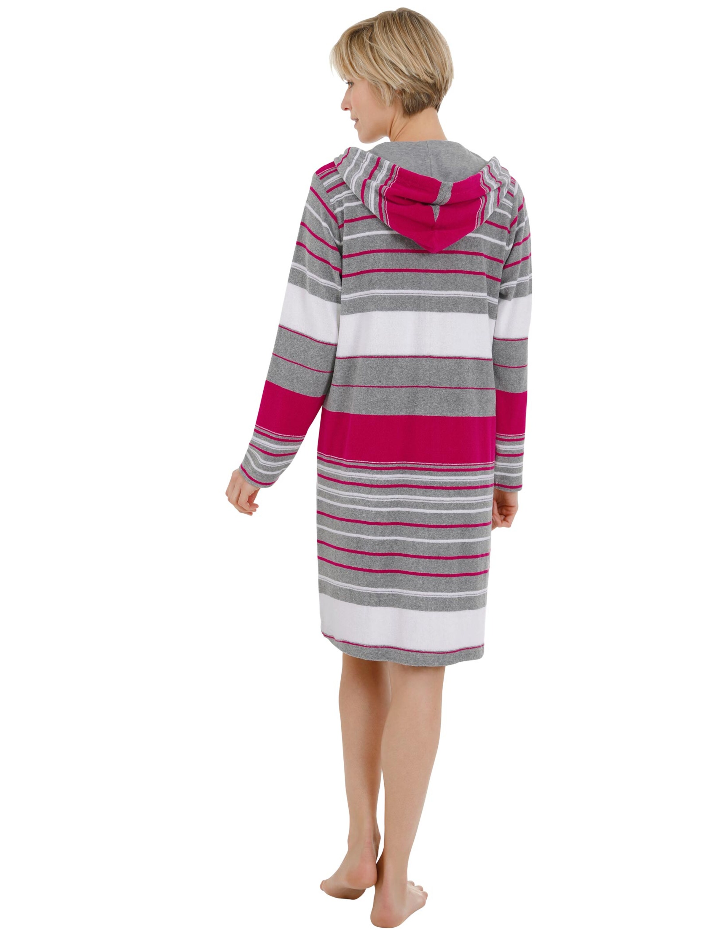 feel good Bademantel - pink-geringelt