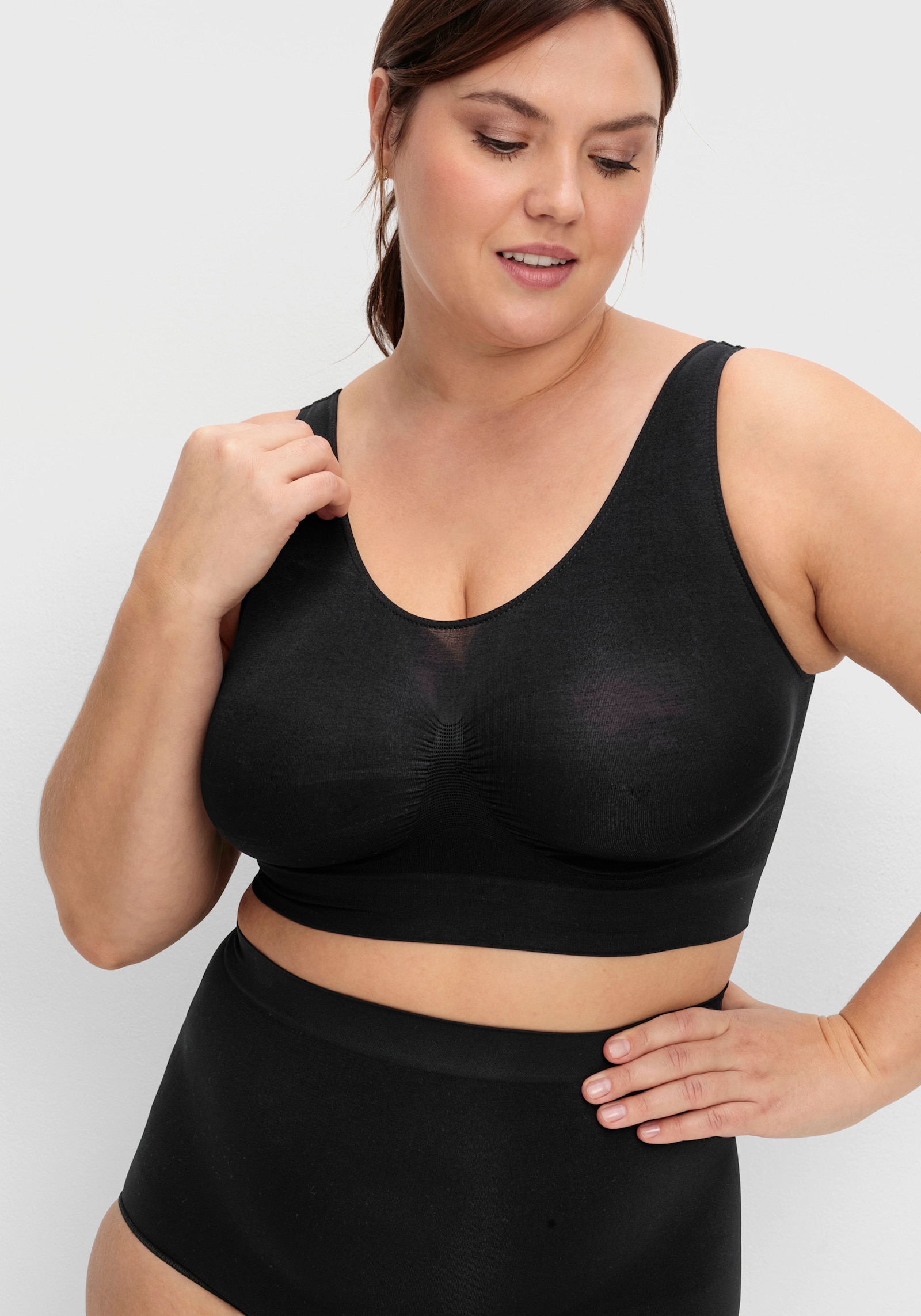 sheego T-Shirt-BH in Bustierform, Doppelpack - hautfarben+schwarz