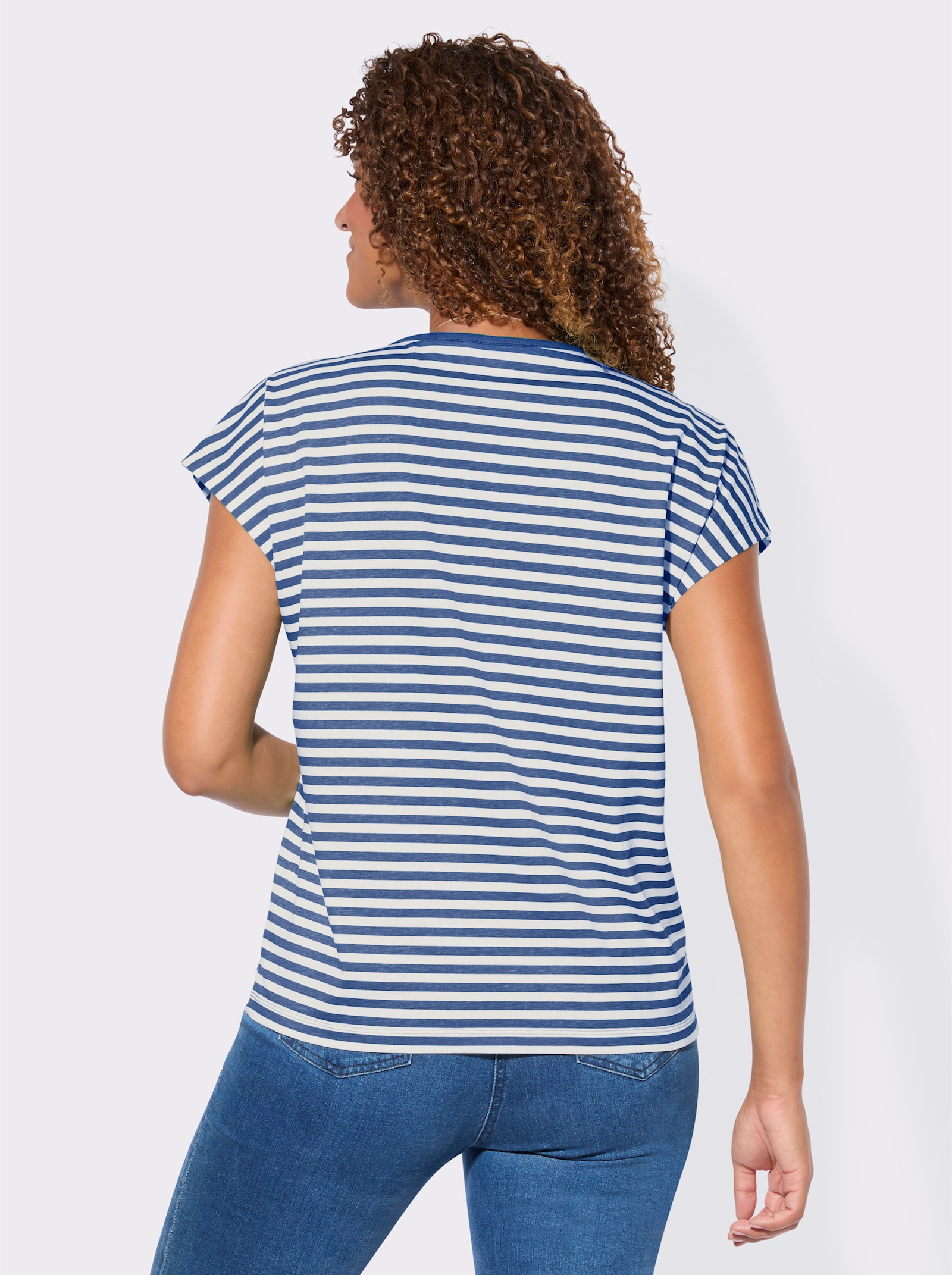 Shirt-Set mit überschnittenen Schultern - jeansblau