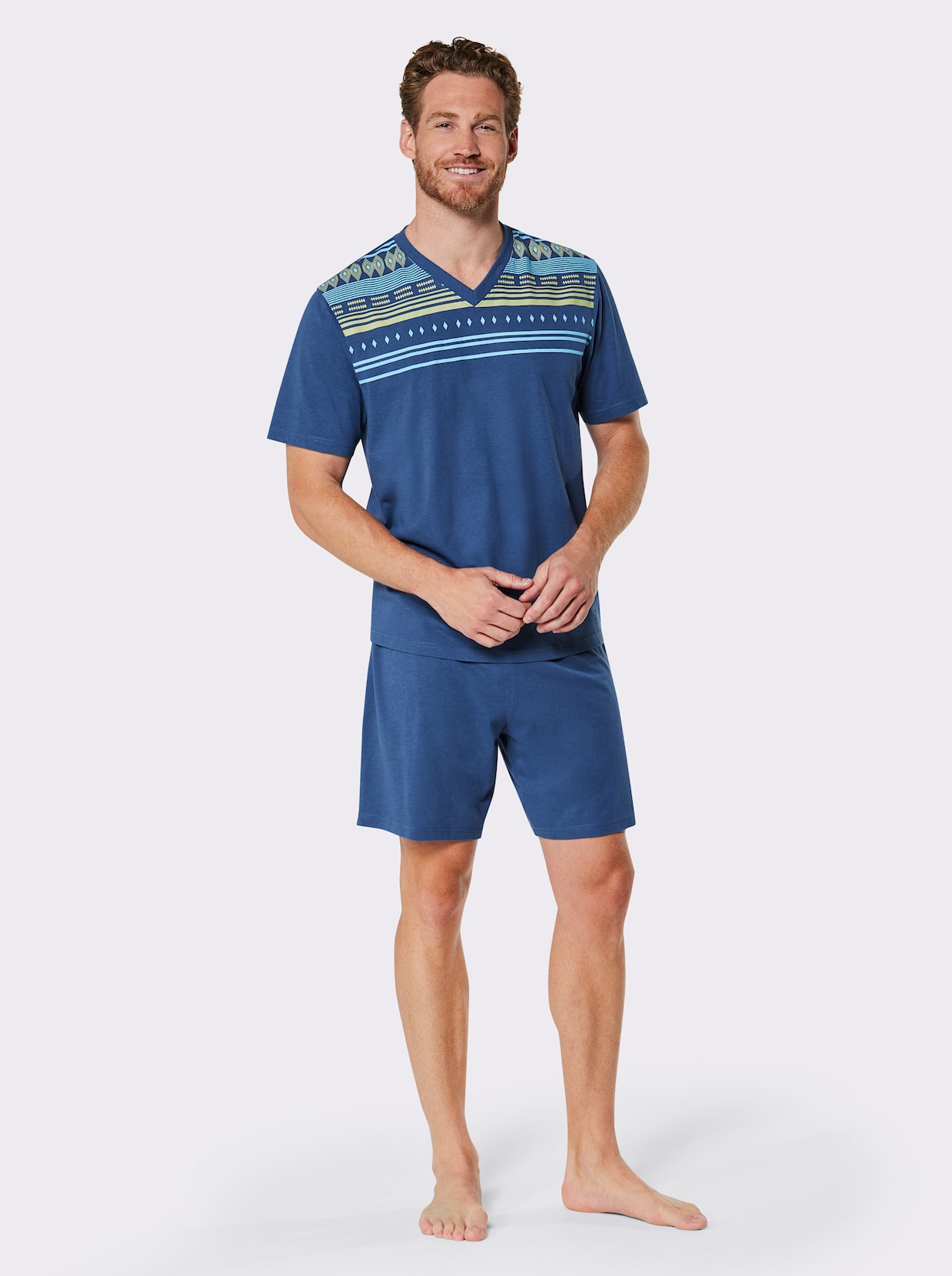 wäschepur men Shortys - jeansblau + lindgrün