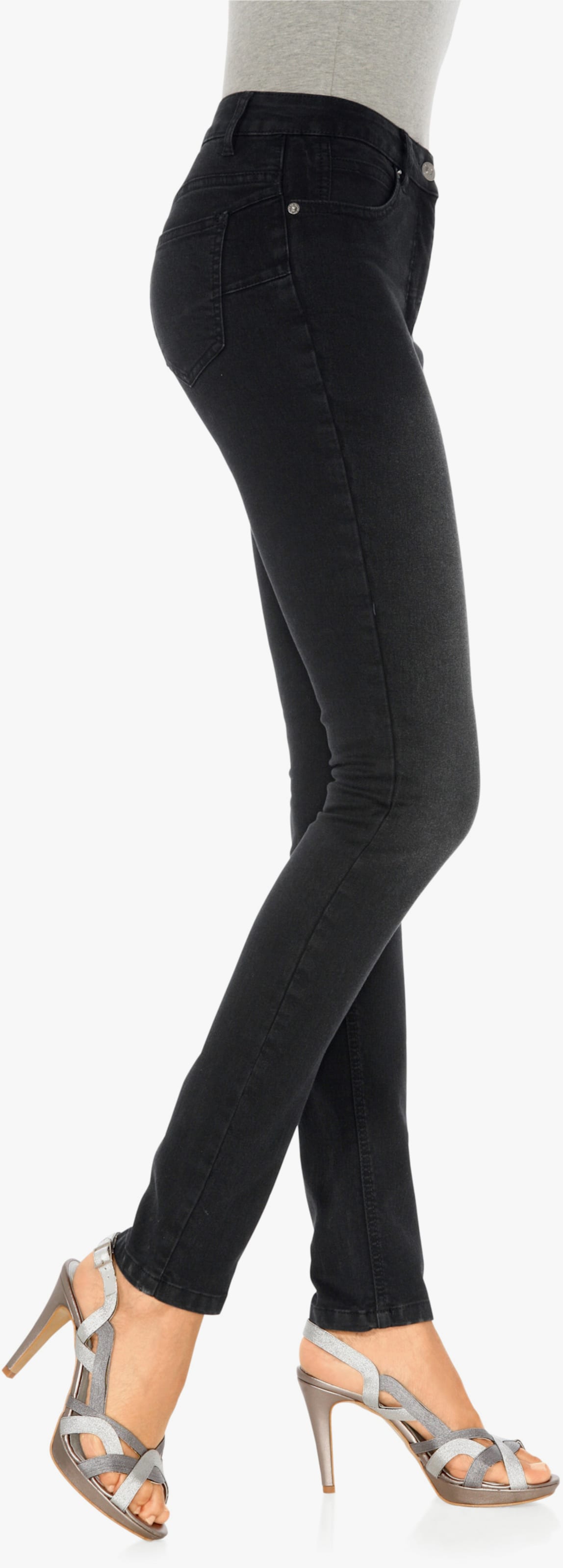 heine Skinny Jeans im Used-Look - black denim