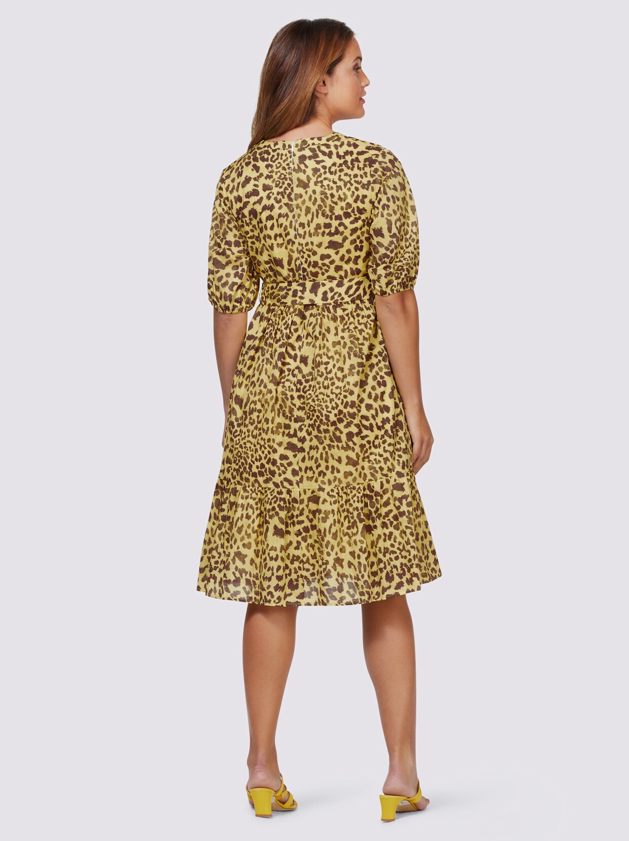 heine Druck-Kleid - limone-braun-bedruckt