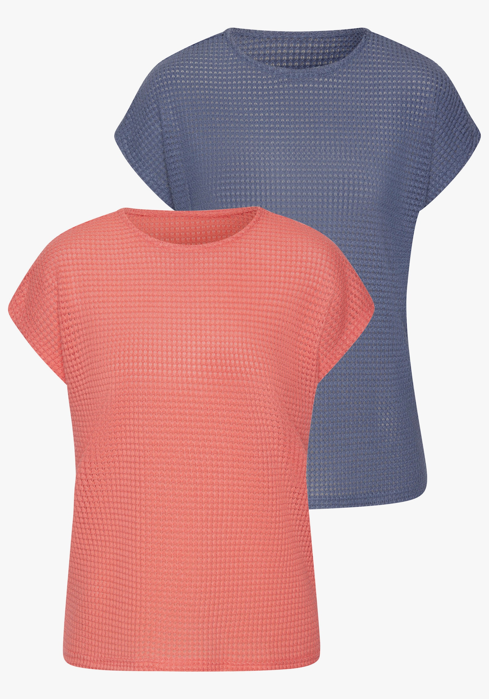 Vivance Kurzarmshirt - apricot, indigo