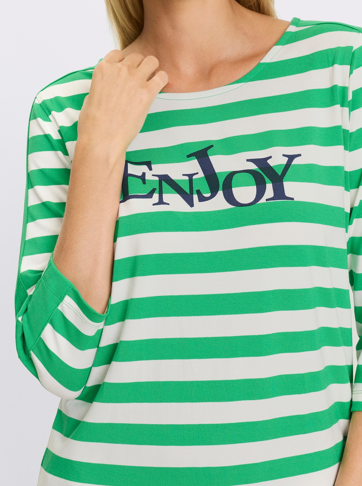 heine Ringelshirt - grasgrün-weiß-geringelt