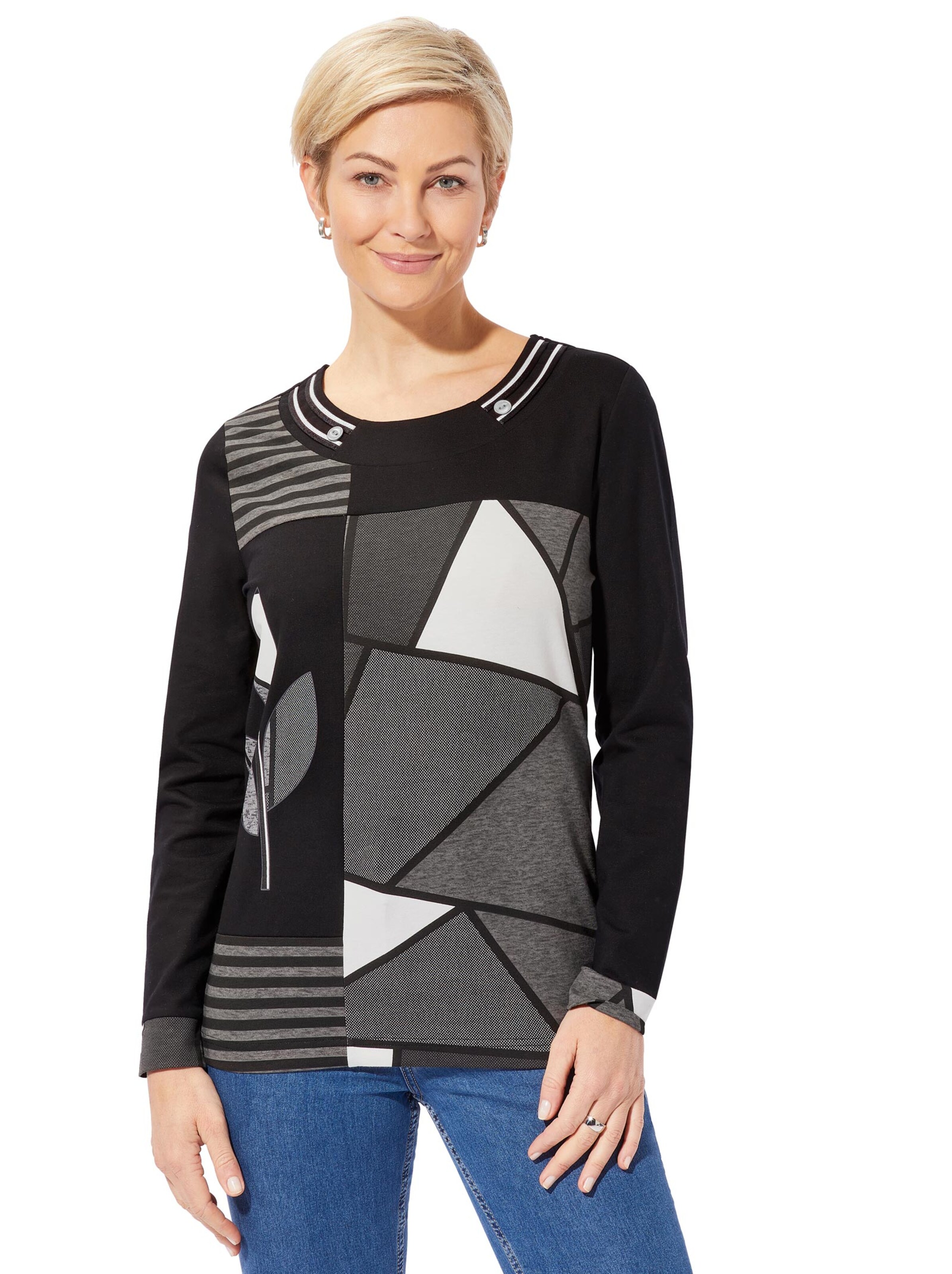 Shirt - schwarz-ecru-gemustert