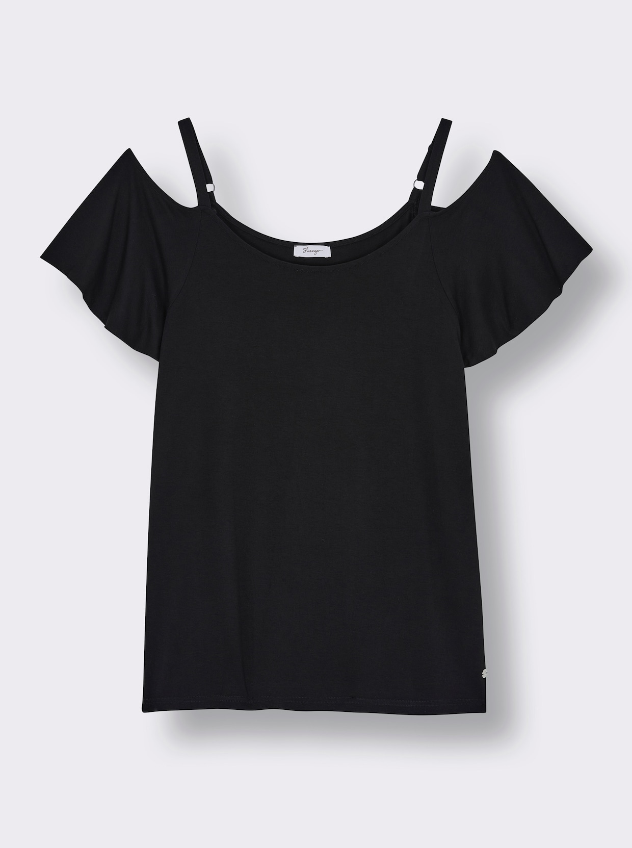 sheego Carmenshirt mit fixierten Trägern - schwarz