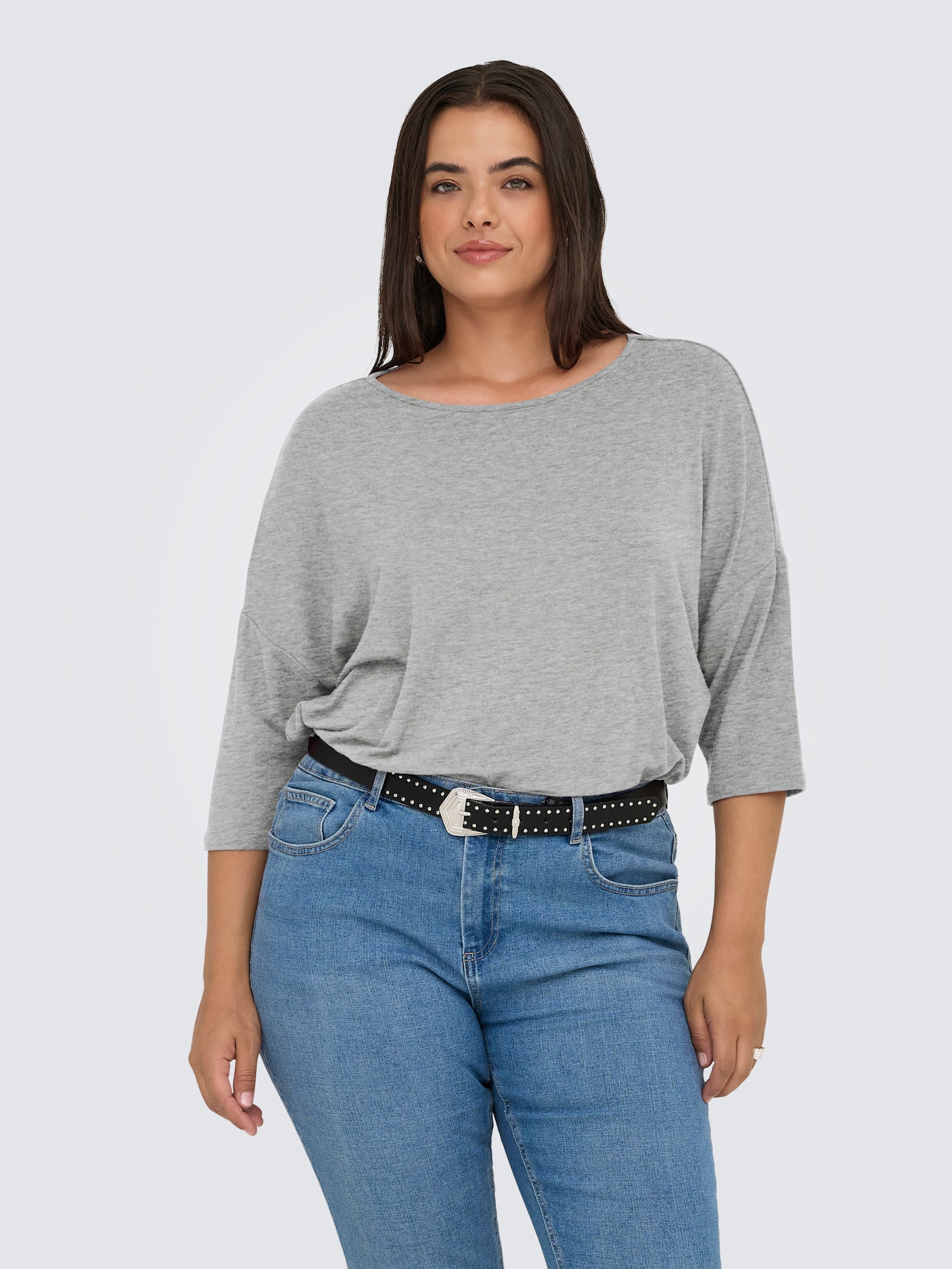 ONLY CARMAKOMA 3/4-Arm-Shirt - light grey melange
