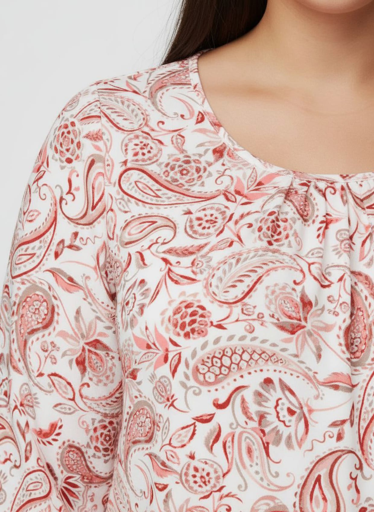 Schlupf-Bluse im Paisley-Dessin - ecru-rosenholz-bedruckt