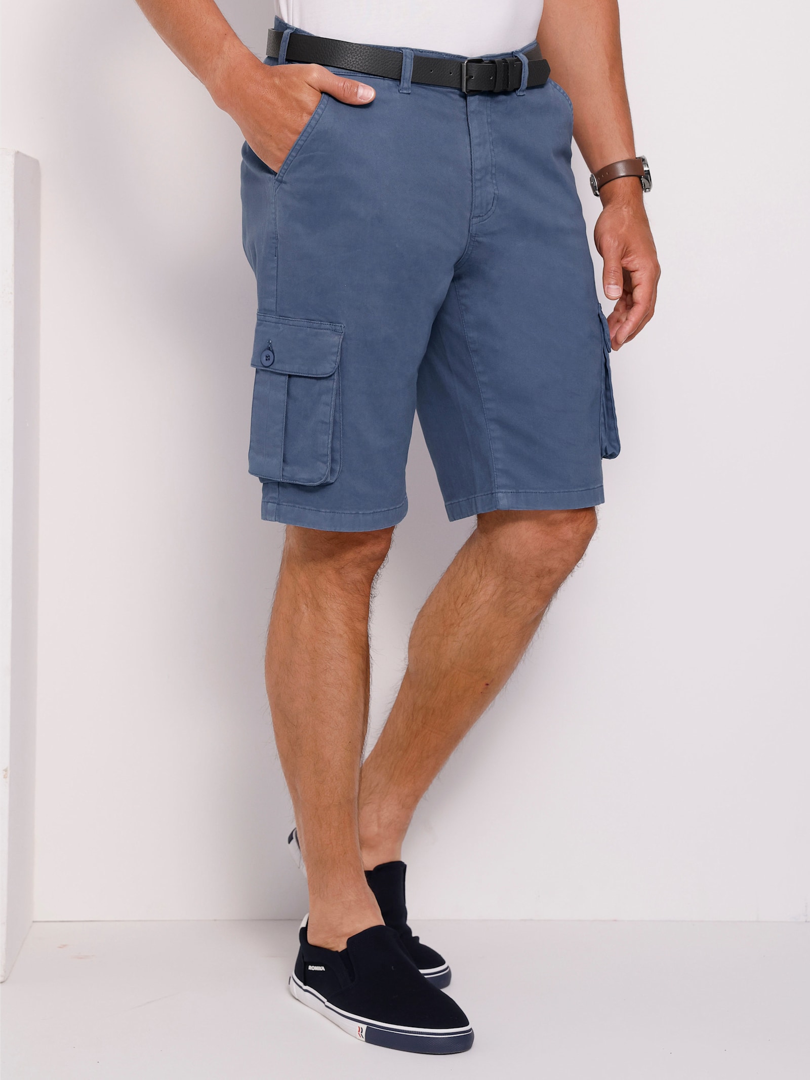 Bermudy, opasok - džínsová modrá