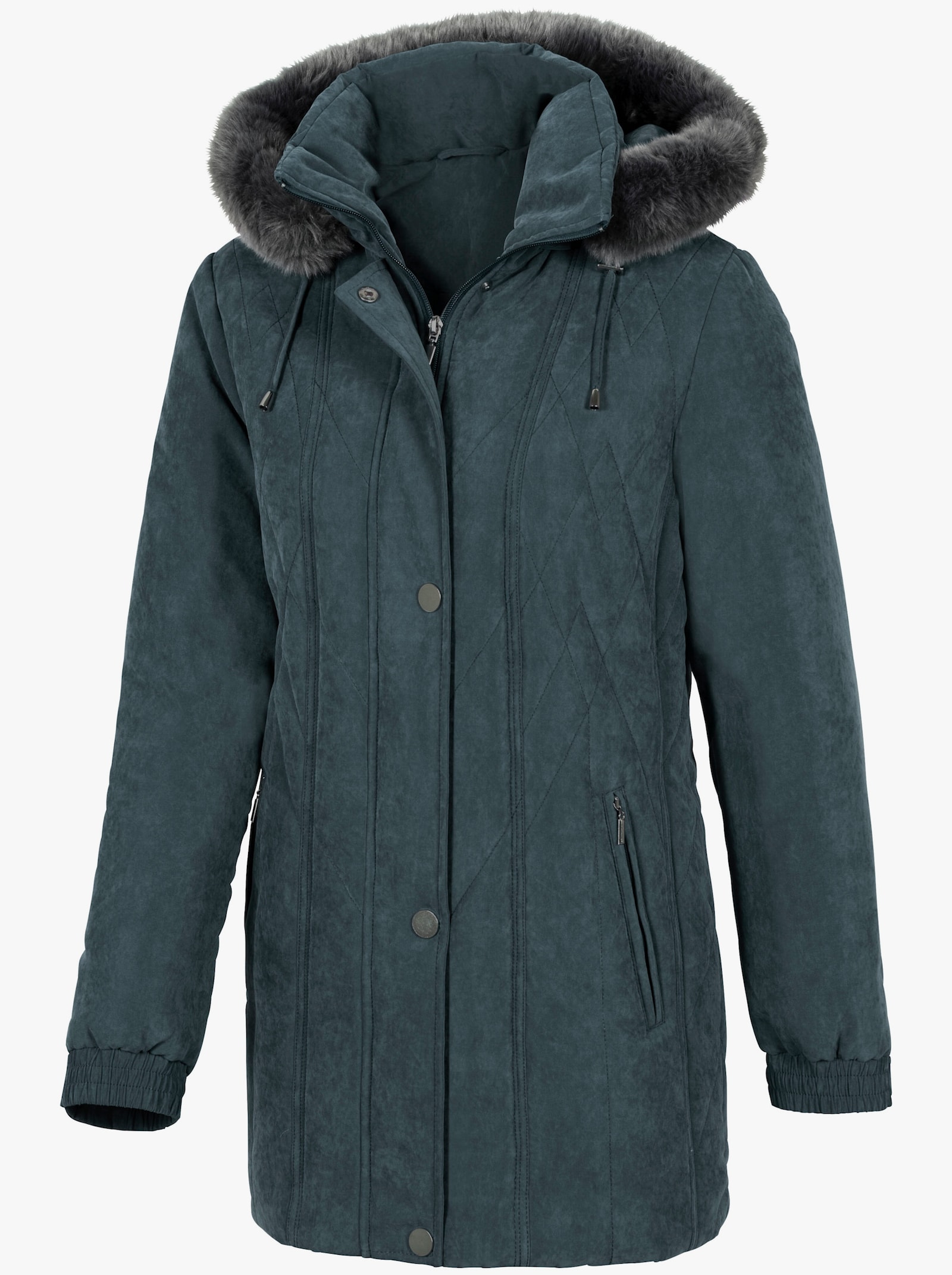 Winterjas met prinsessennaden - petrol