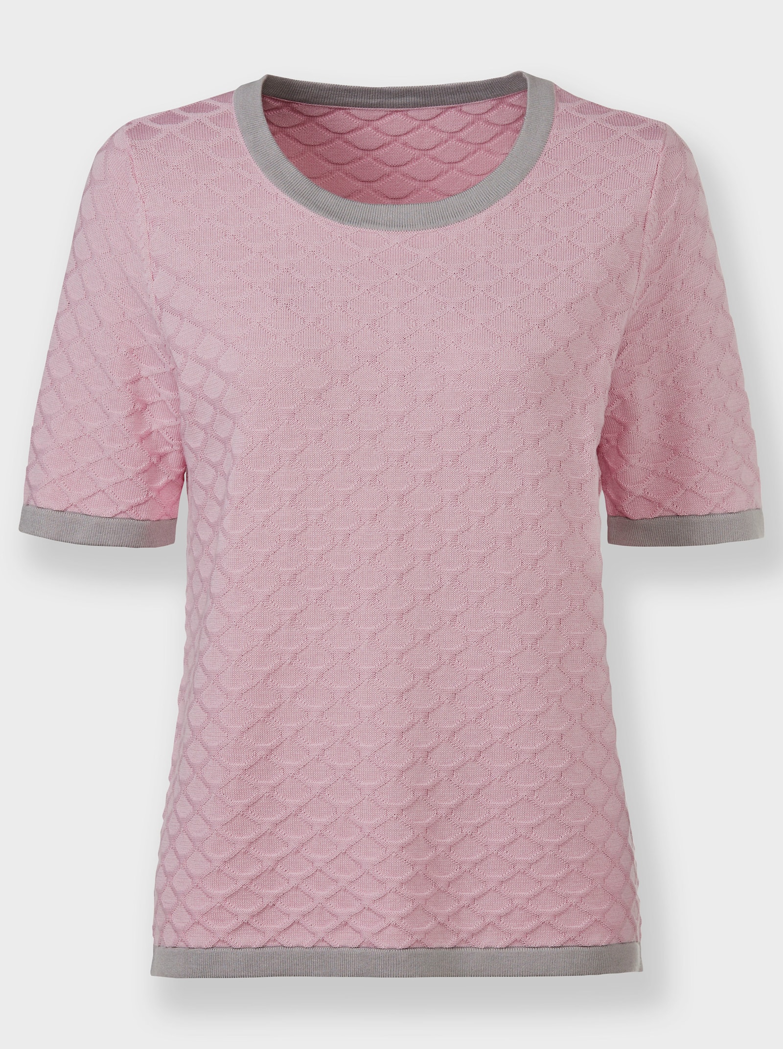 Kurzarmpullover mit Strickmuster - rosé