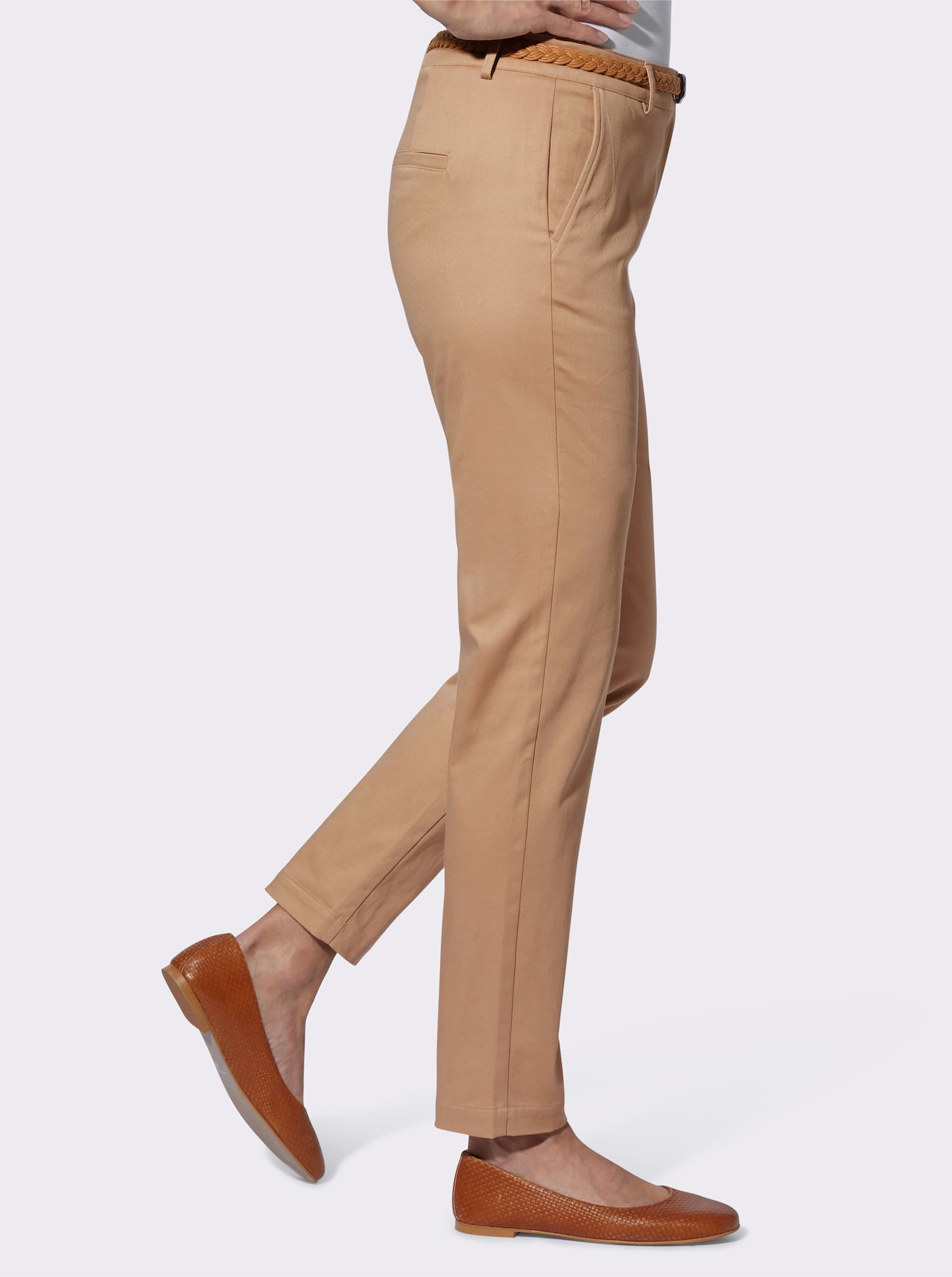 Chinobroek inclusief ceintuur - camel