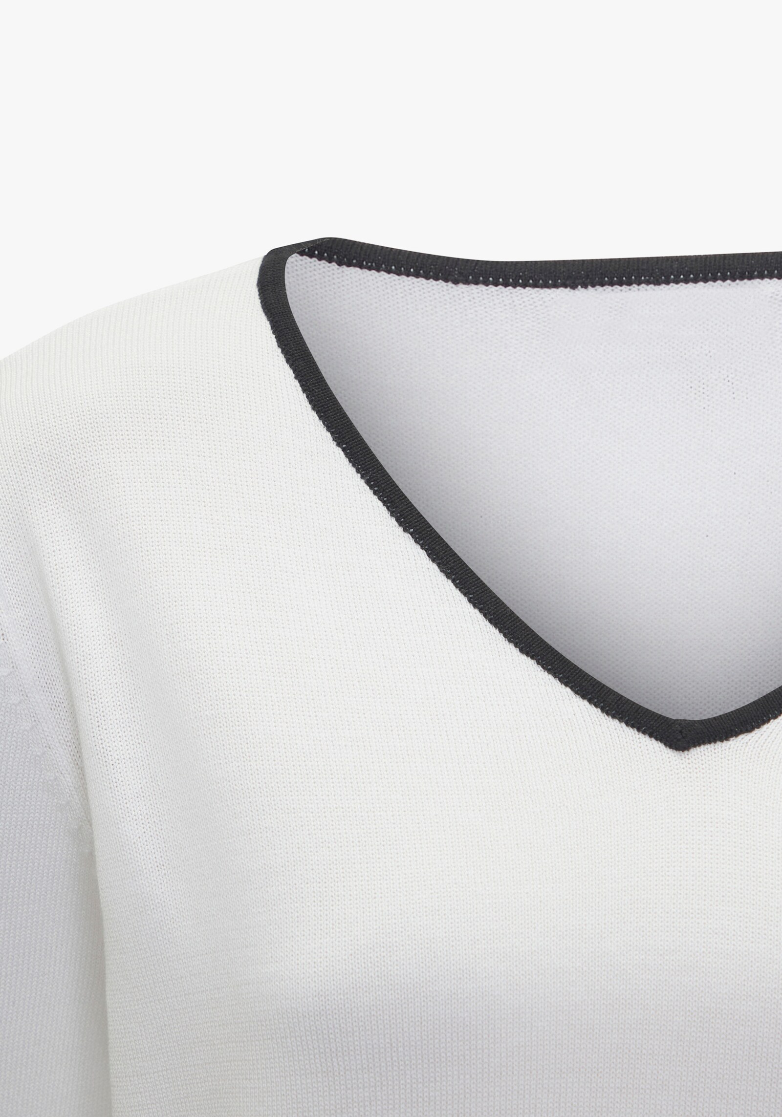 Vivance V-Ausschnitt-Pullover - weiß-schwarz
