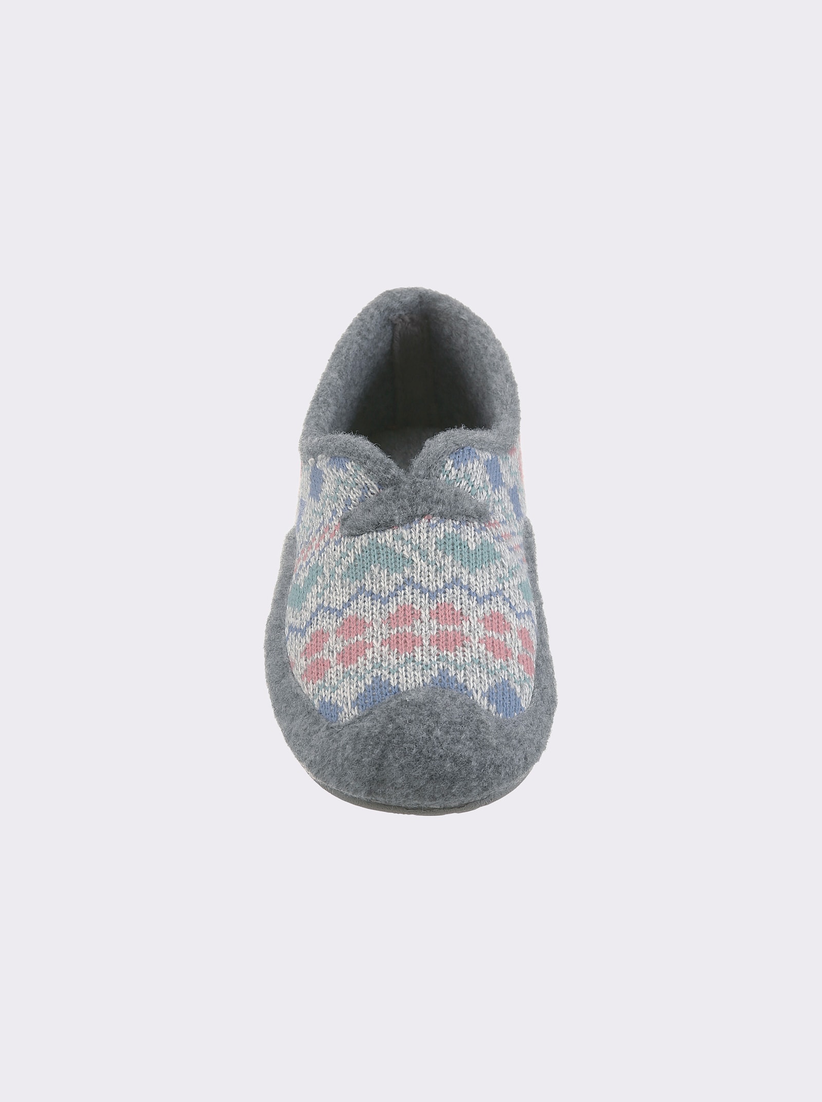 Hausschuh mit Wechselfußbett - grau-gemustert