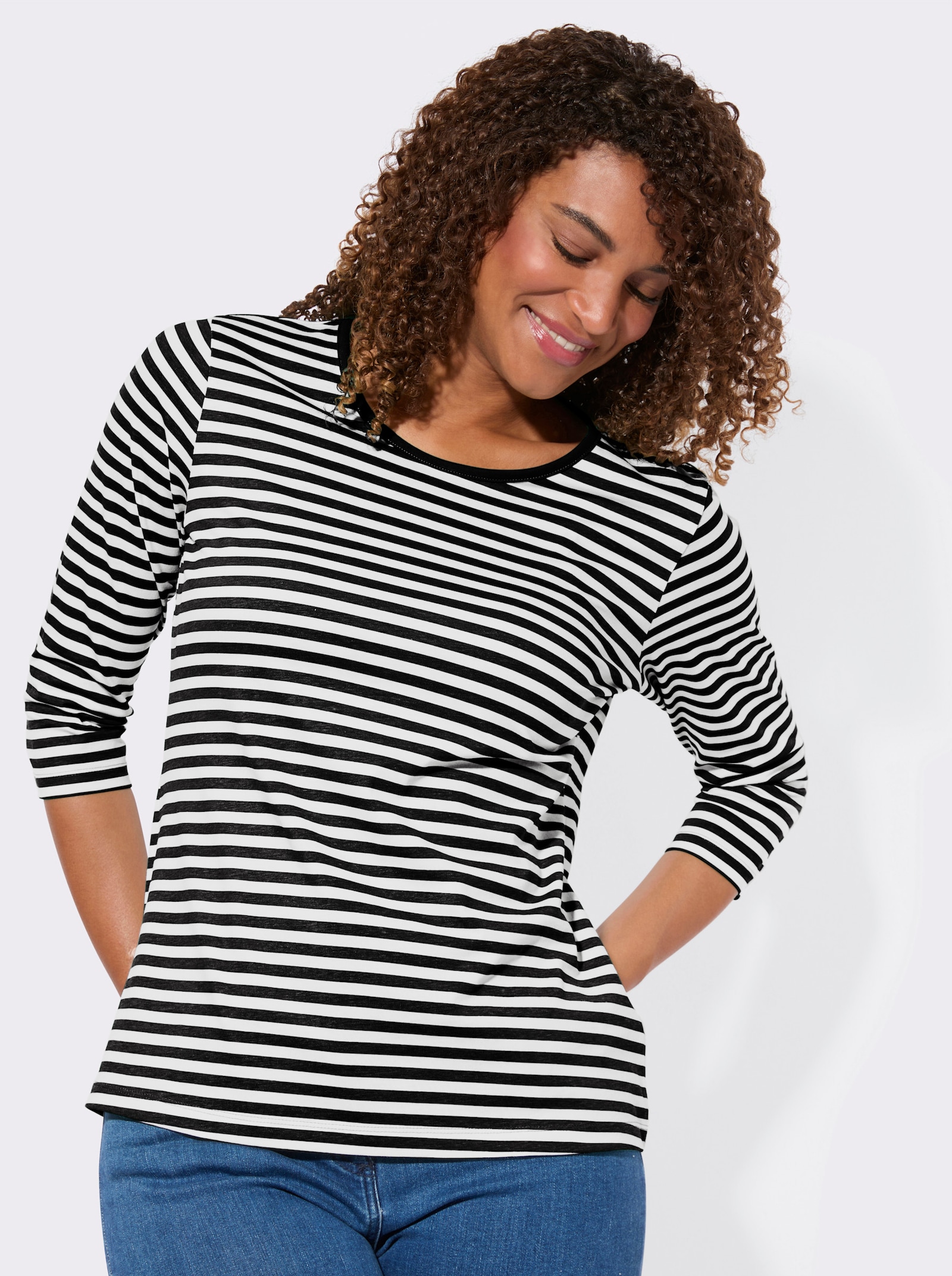Shirt-Set mit 3/4-Ärmeln - schwarz