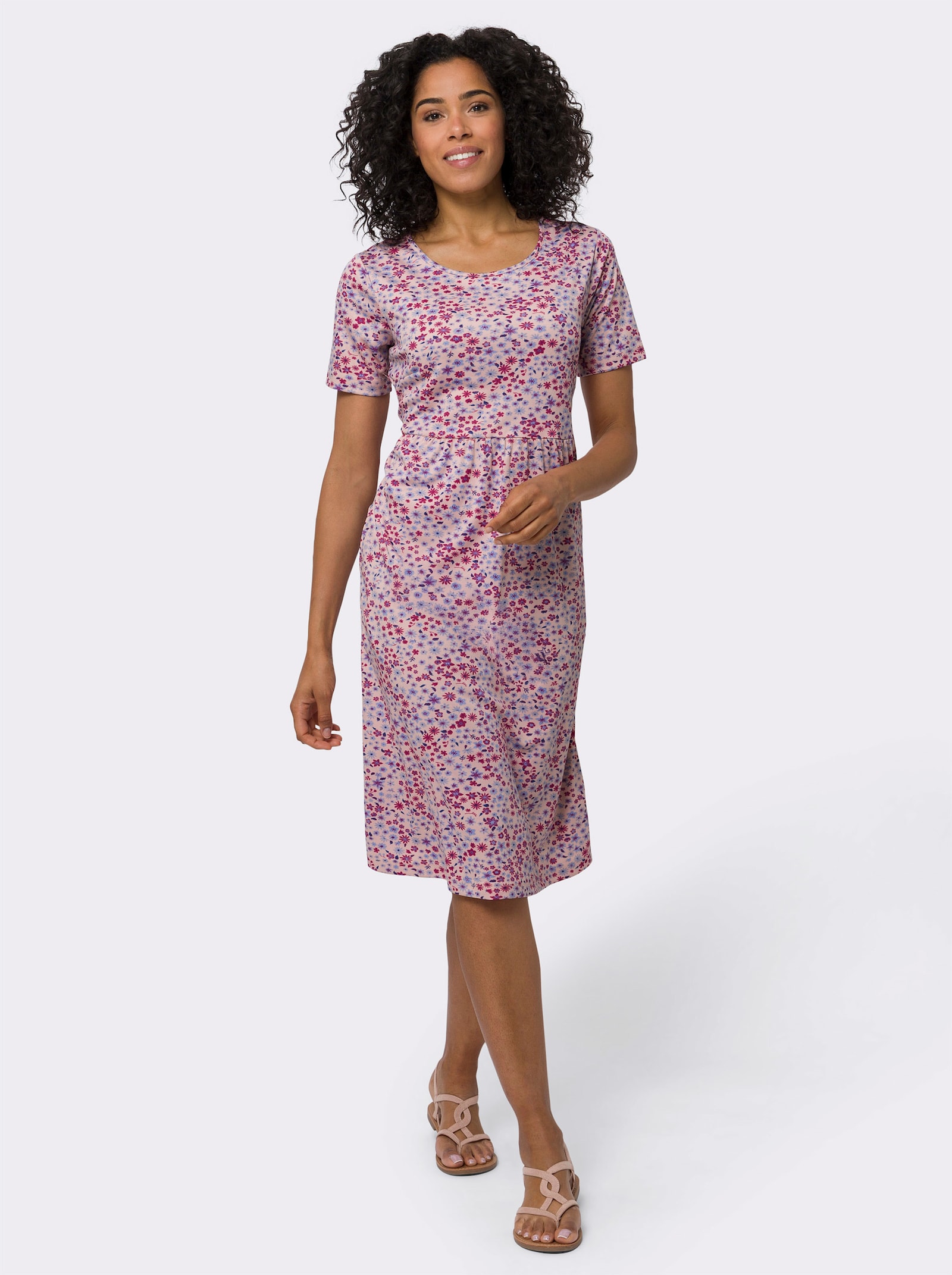 Jerseykleid mit ausgestelltem Rockteil - puder-erika-bedruckt