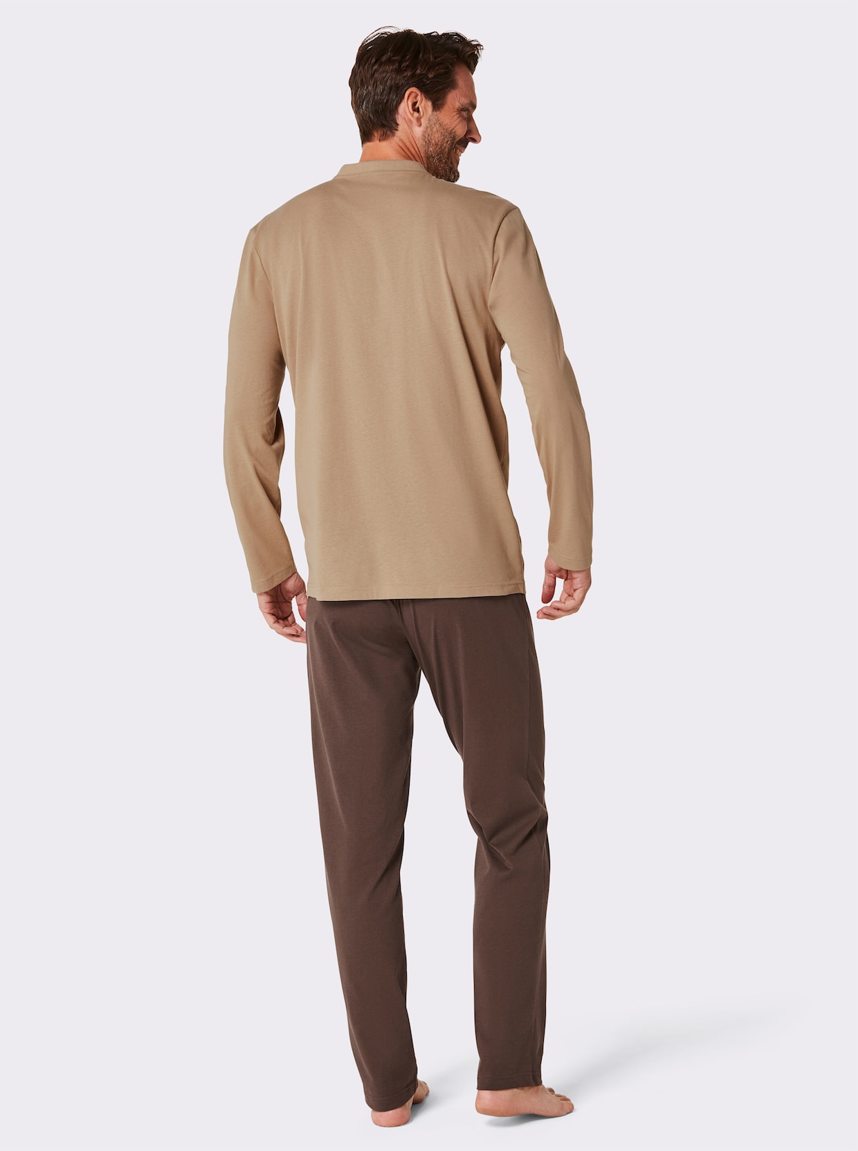 wäschepur men Pyjama's - chocolade/camel + marine/middenblauw