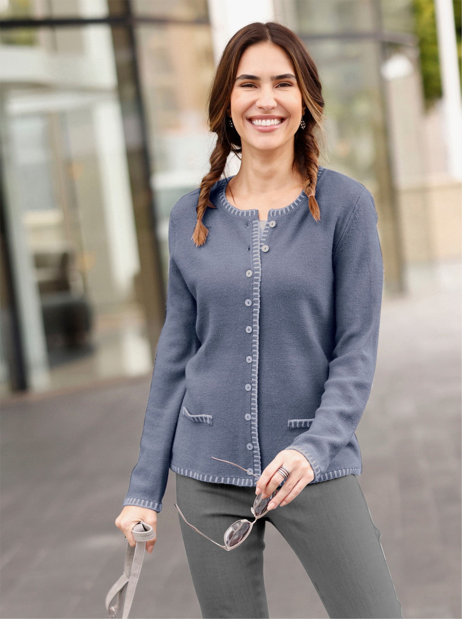 Stretch-Jeans mit Rundum-Dehnbund - grey-denim