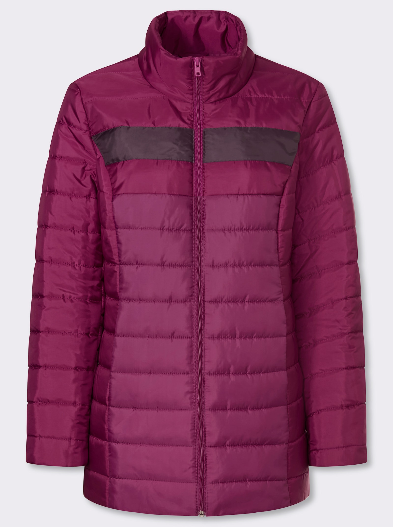 Steppjacke in längerer Form, winterwarm - malve-aubergine