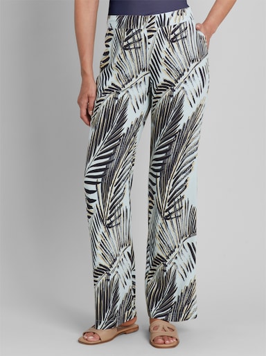 heine Webhose mit Blätterprint - hellblau-marine-bedruckt