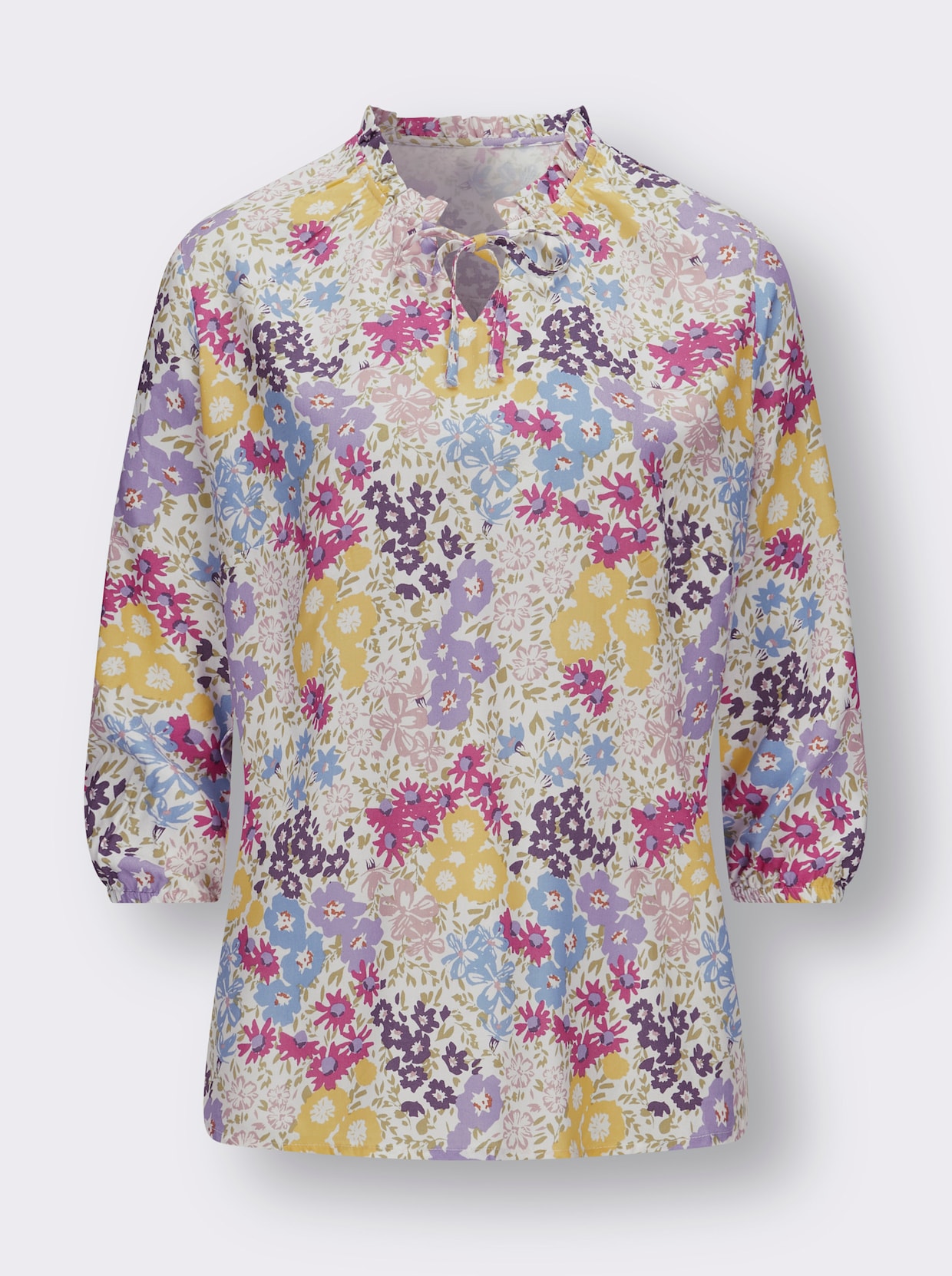 Comfortabele blouse - ecru/lila bedrukt