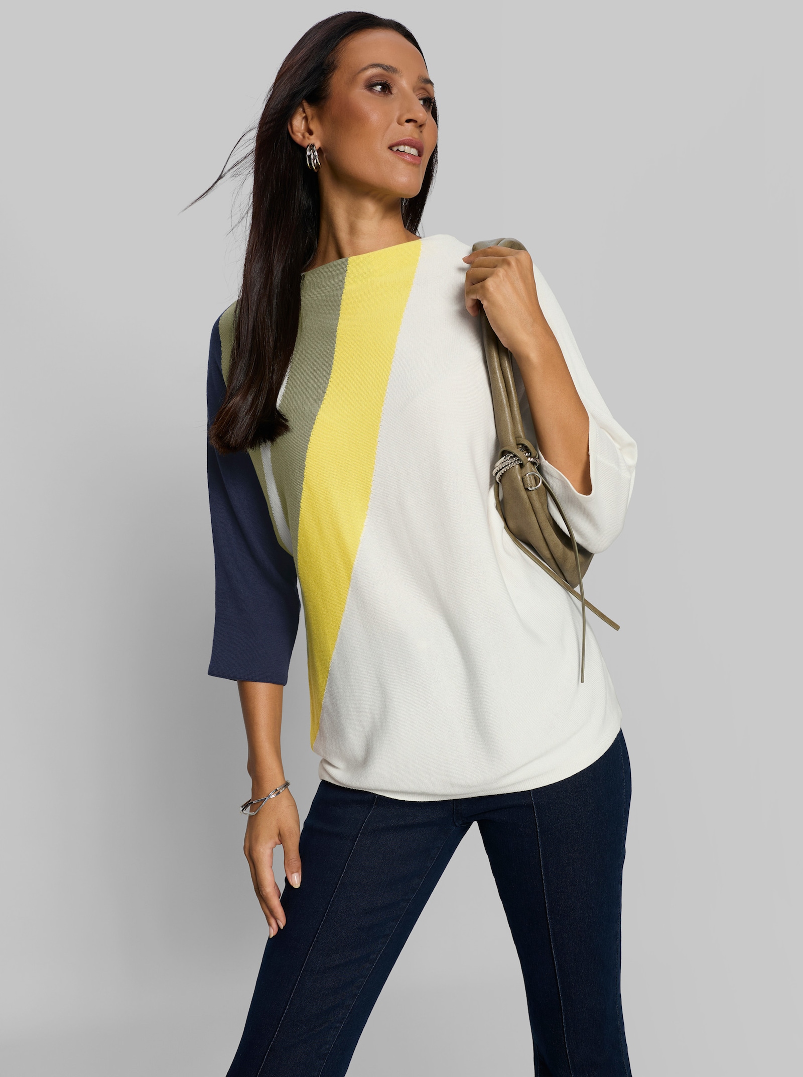 heine 3/4-Arm-Pullover mit Streifen-Dessin - ecru