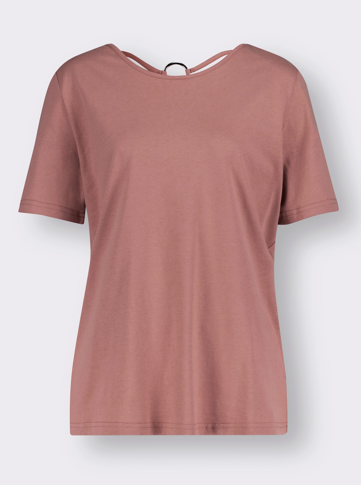 Shirt met ronde hals - rozenhout