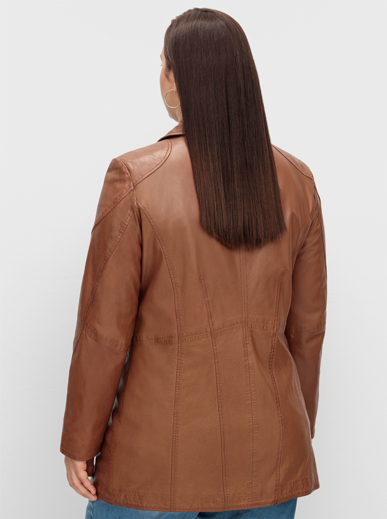 sheego Lederjacke - cognac