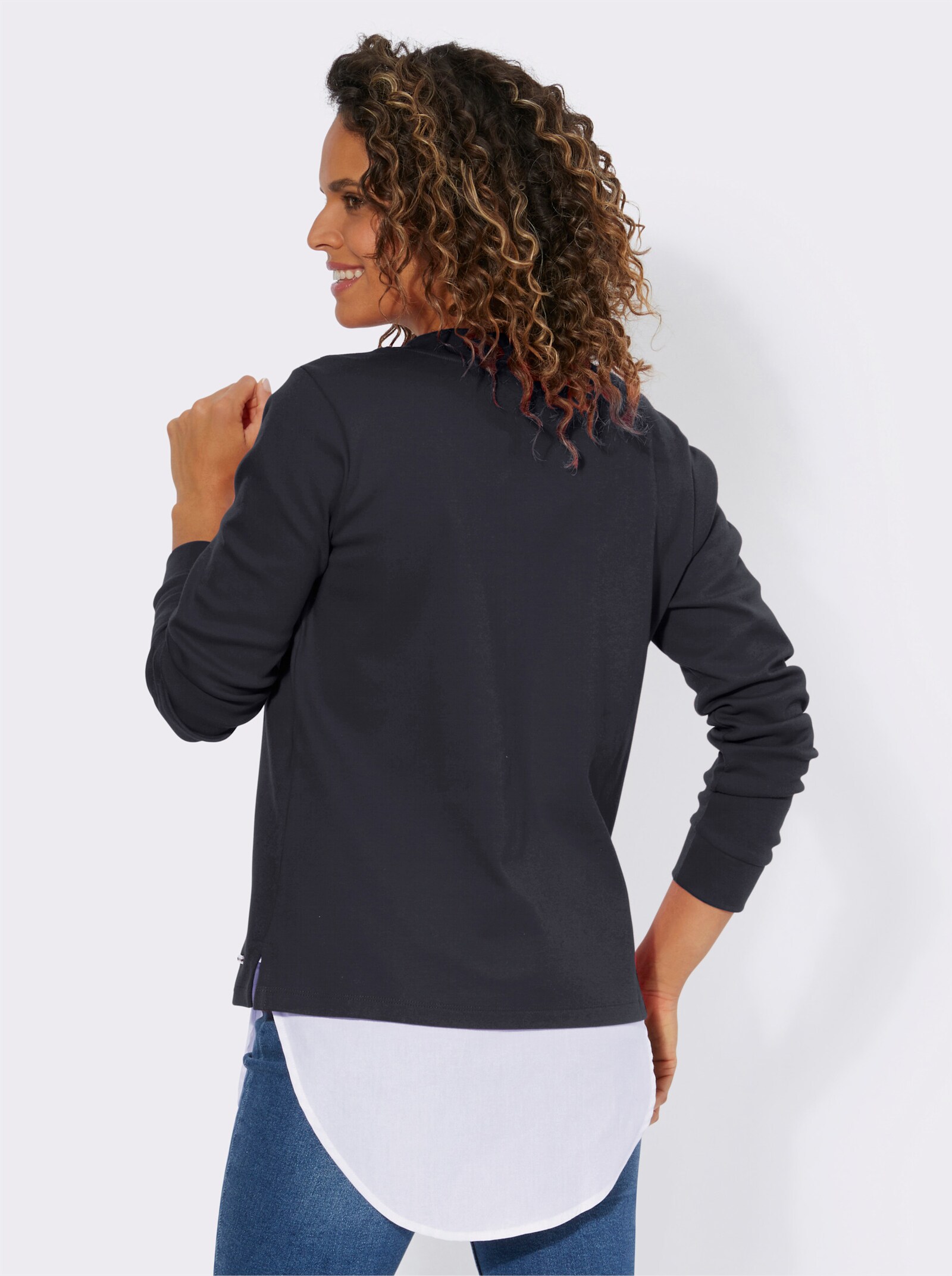 2-in-1-Shirt mit Blusensaum - marine