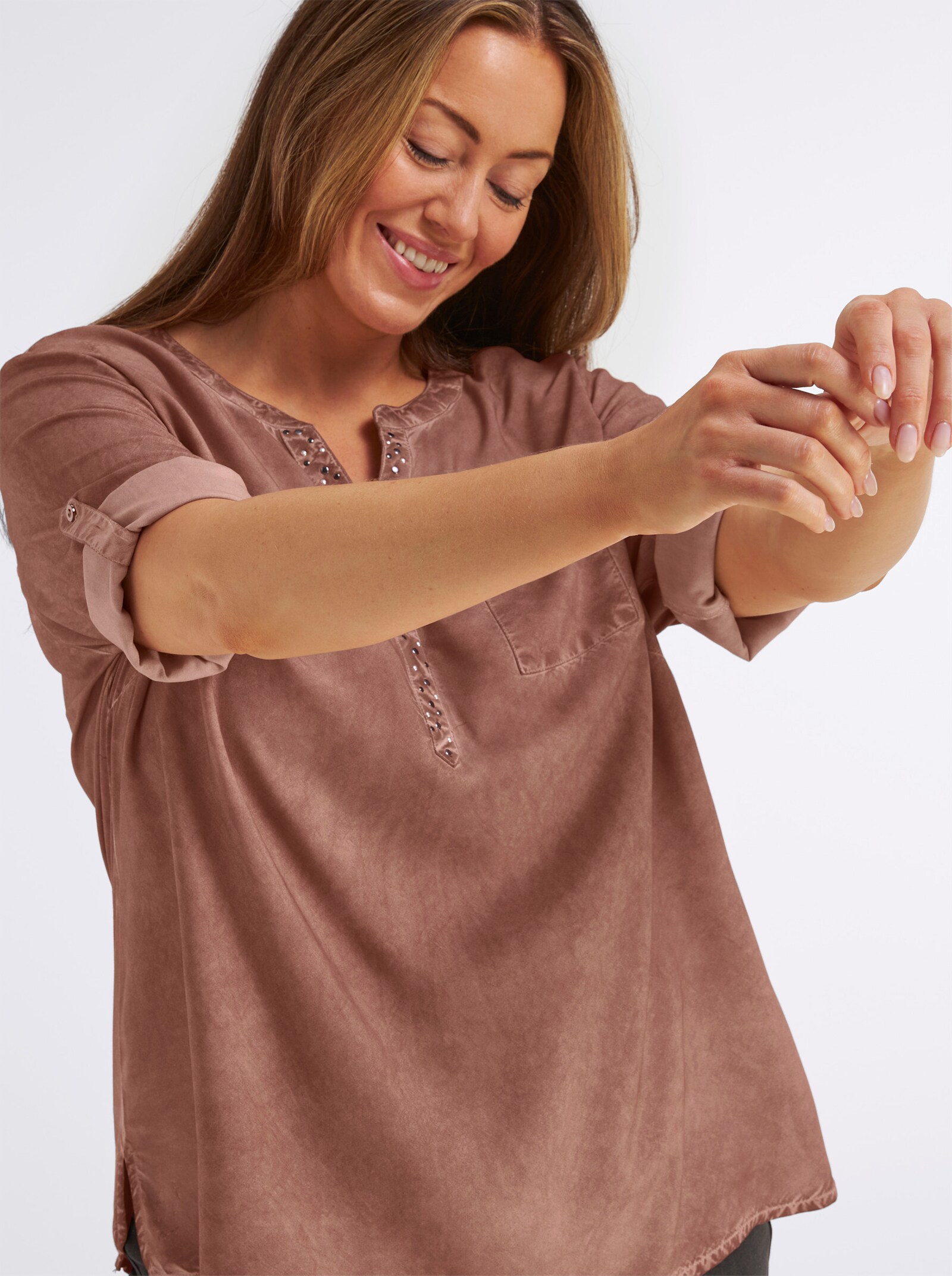 Tunika in oil dyed-Waschung - rostrot