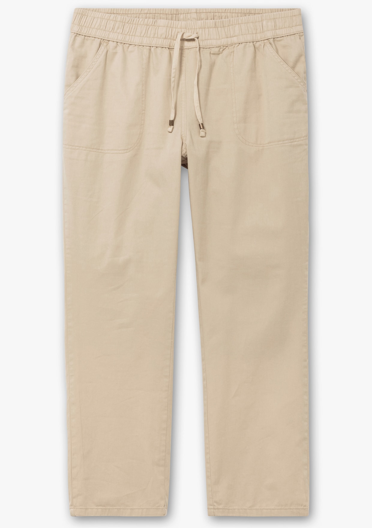 Schlupfjeans mit gesmoktem Bund - sand