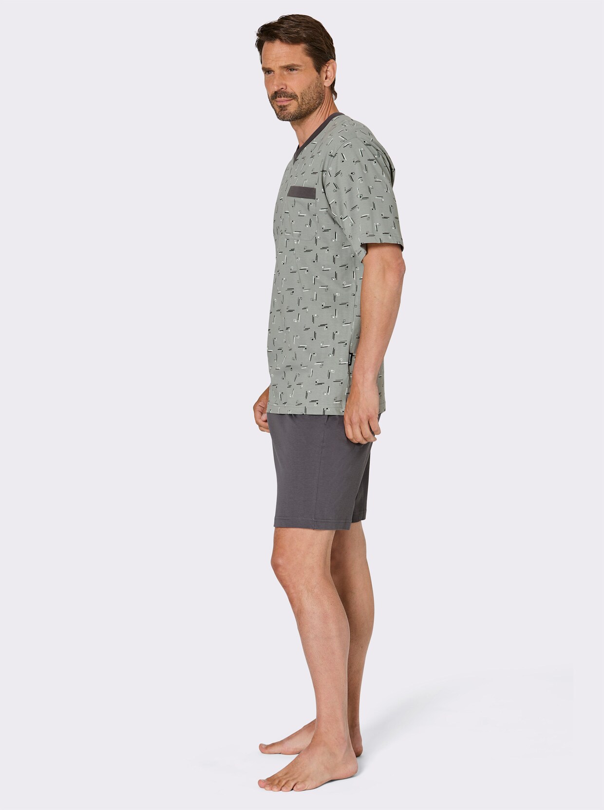 Comte Shorty - salbei-anthrazit-bedruckt
