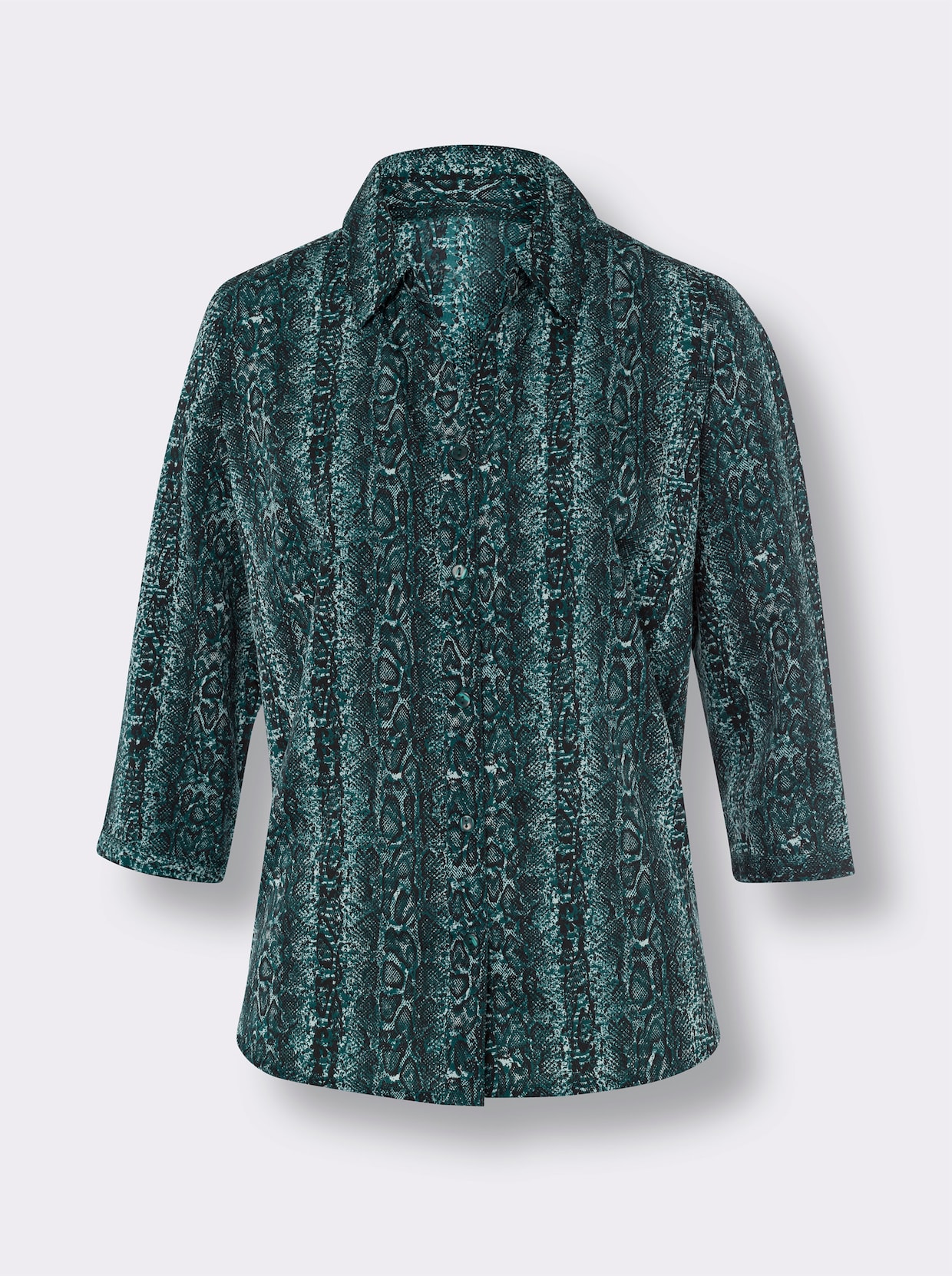 Druckbluse - petrol-mint-bedruckt