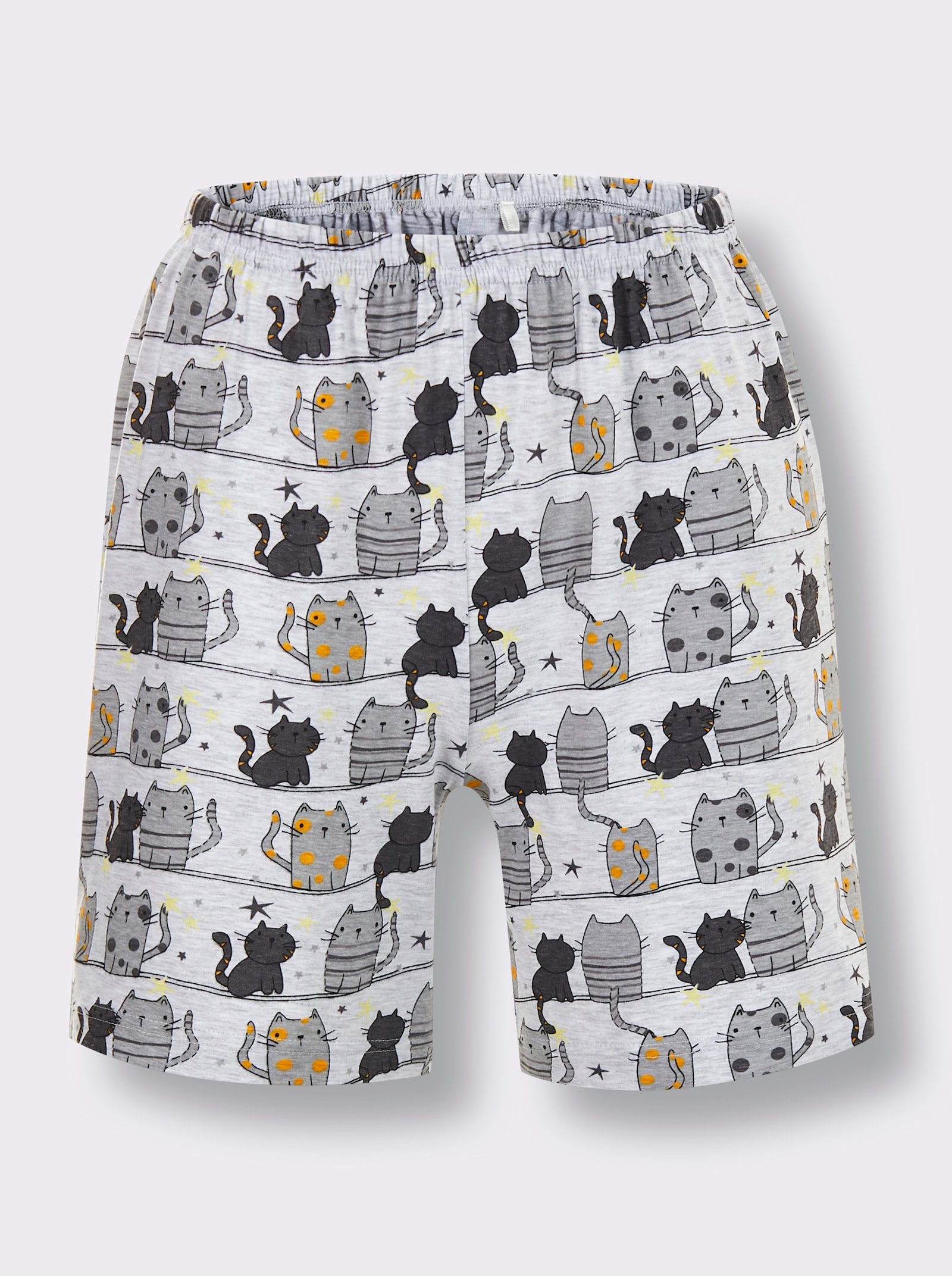 wäschepur Shortama met kattenmotief - antraciet/grijs geprint