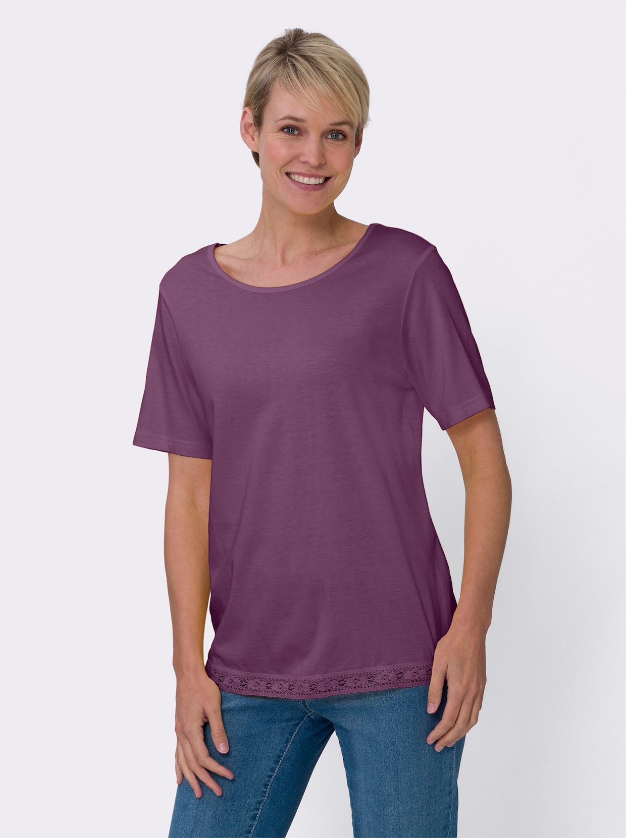 Kurzarm-Shirt - violett