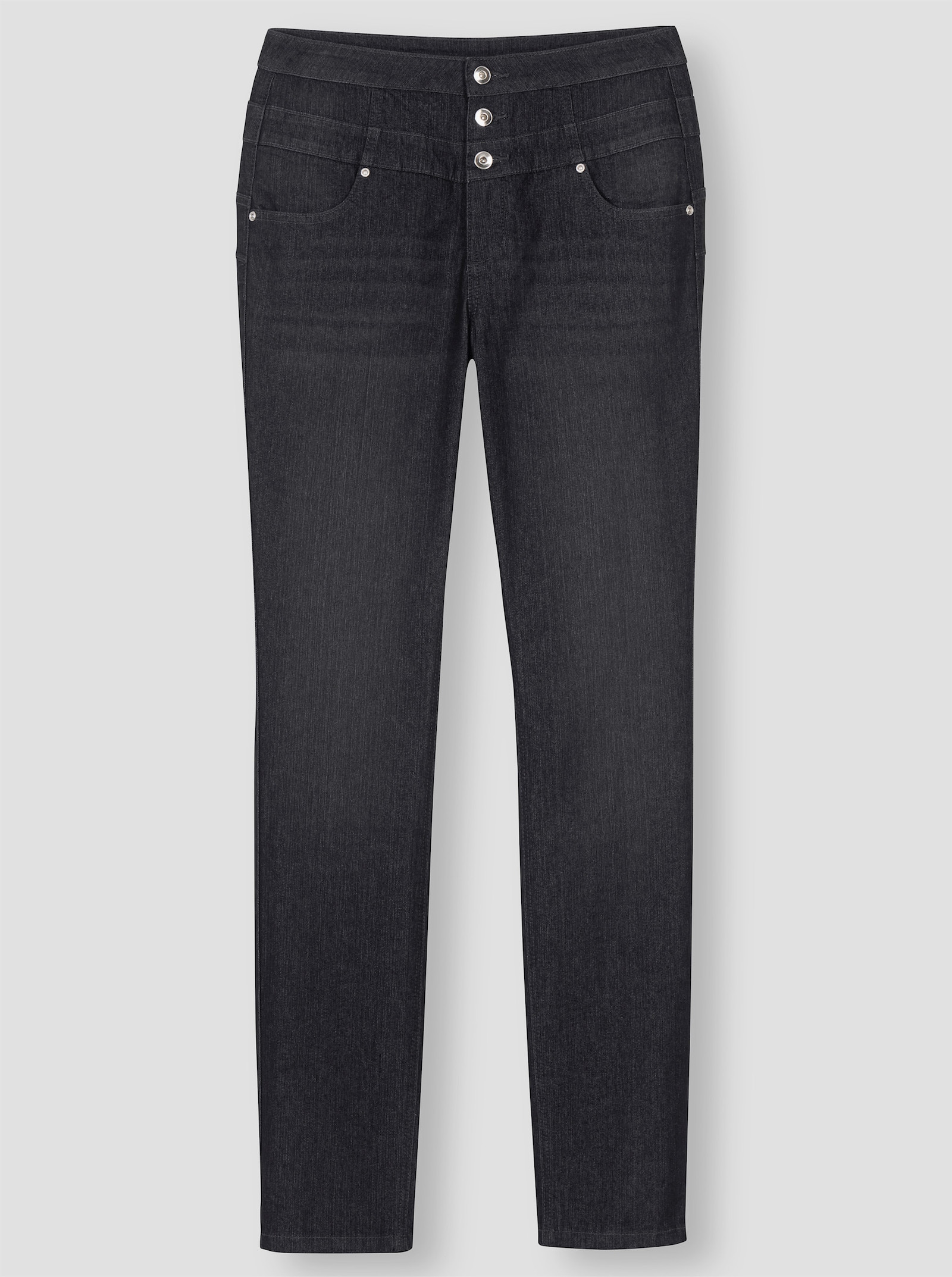 Jeans mit hohem Bund - black-denim