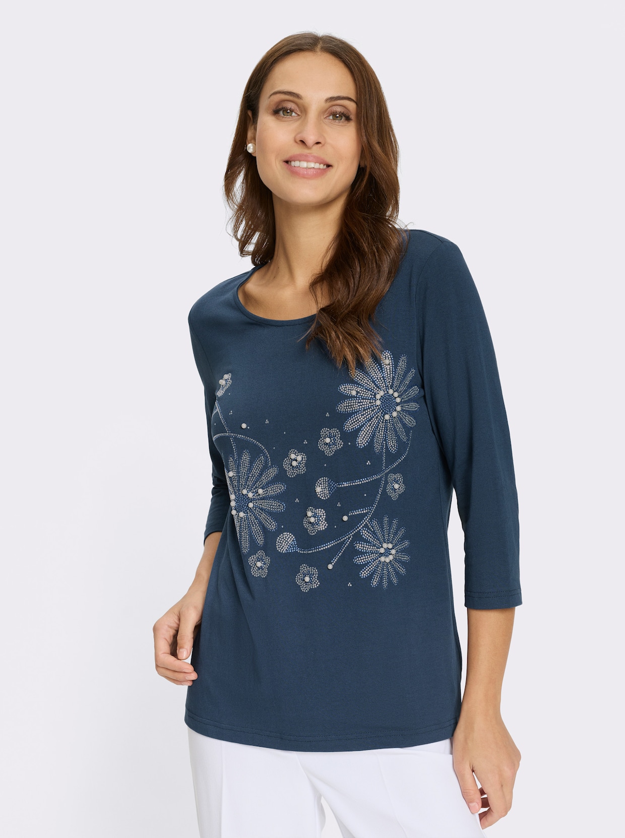 Rundhalsshirt - dunkelblau