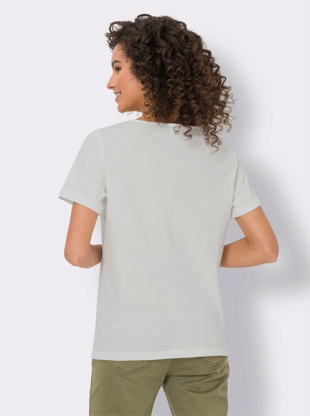 heine Shirt met V-hals - ecru