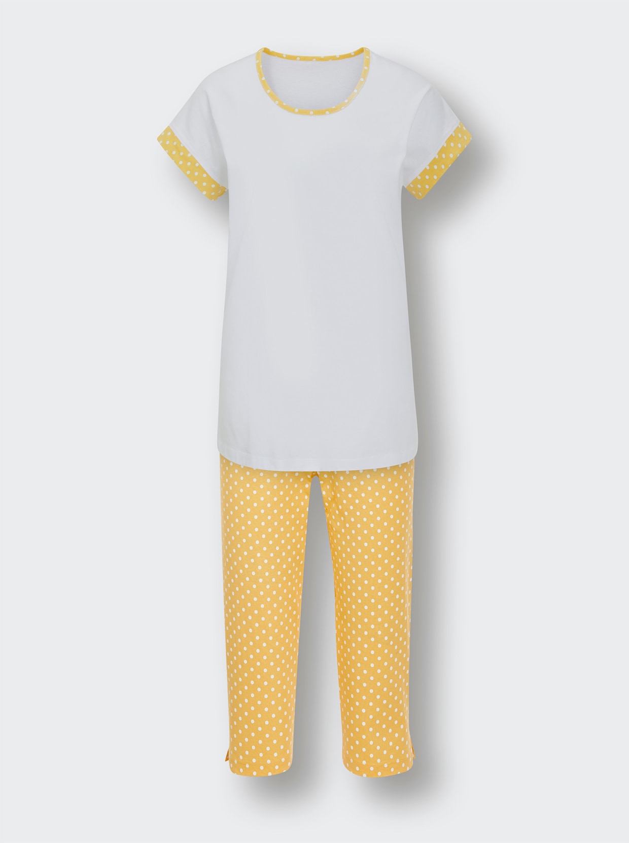 wäschepur Capri-Anzug - weiß-gelb-getupft