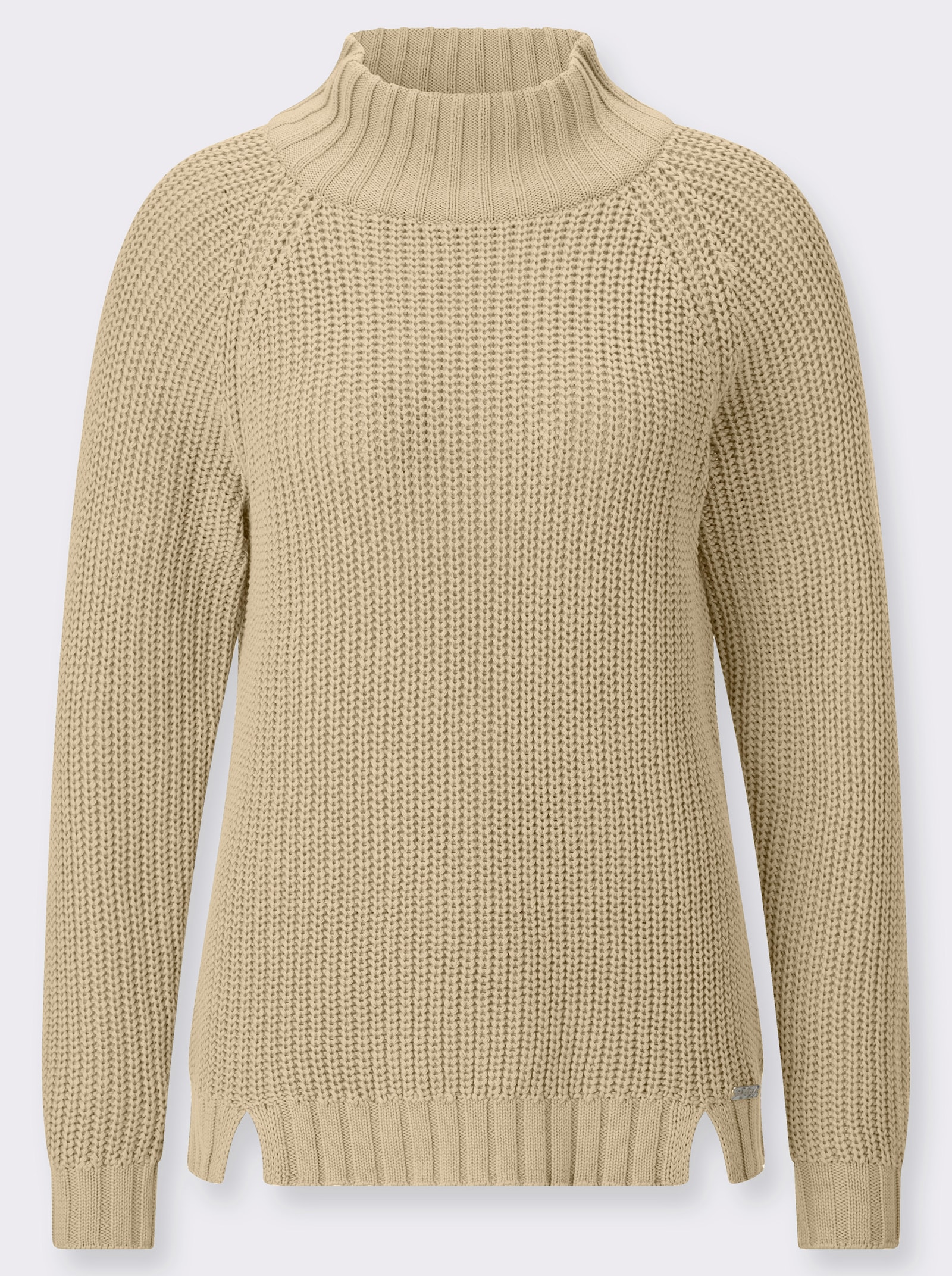 Stehkragenpullover mit Raglan-Ärmel - sand