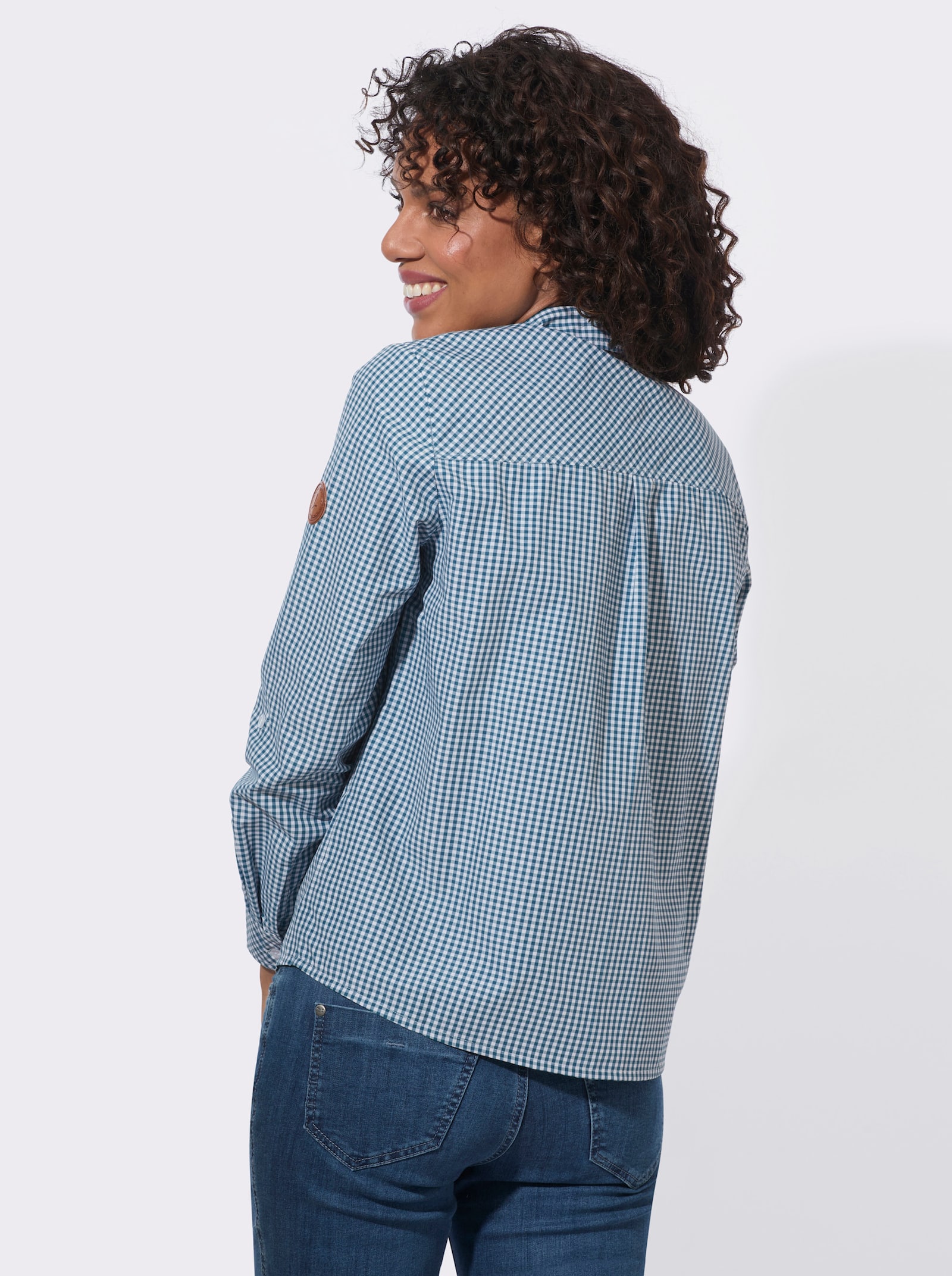  Karobluse mit Brusttaschen - topas-weiß-kariert