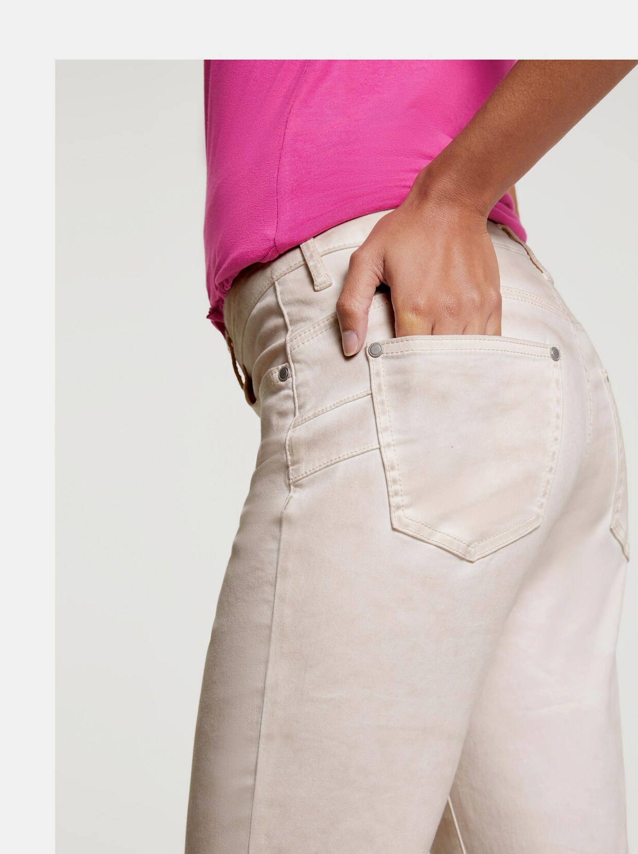Linea Tesini 'Buik weg'-jeans - ivoorkleurig