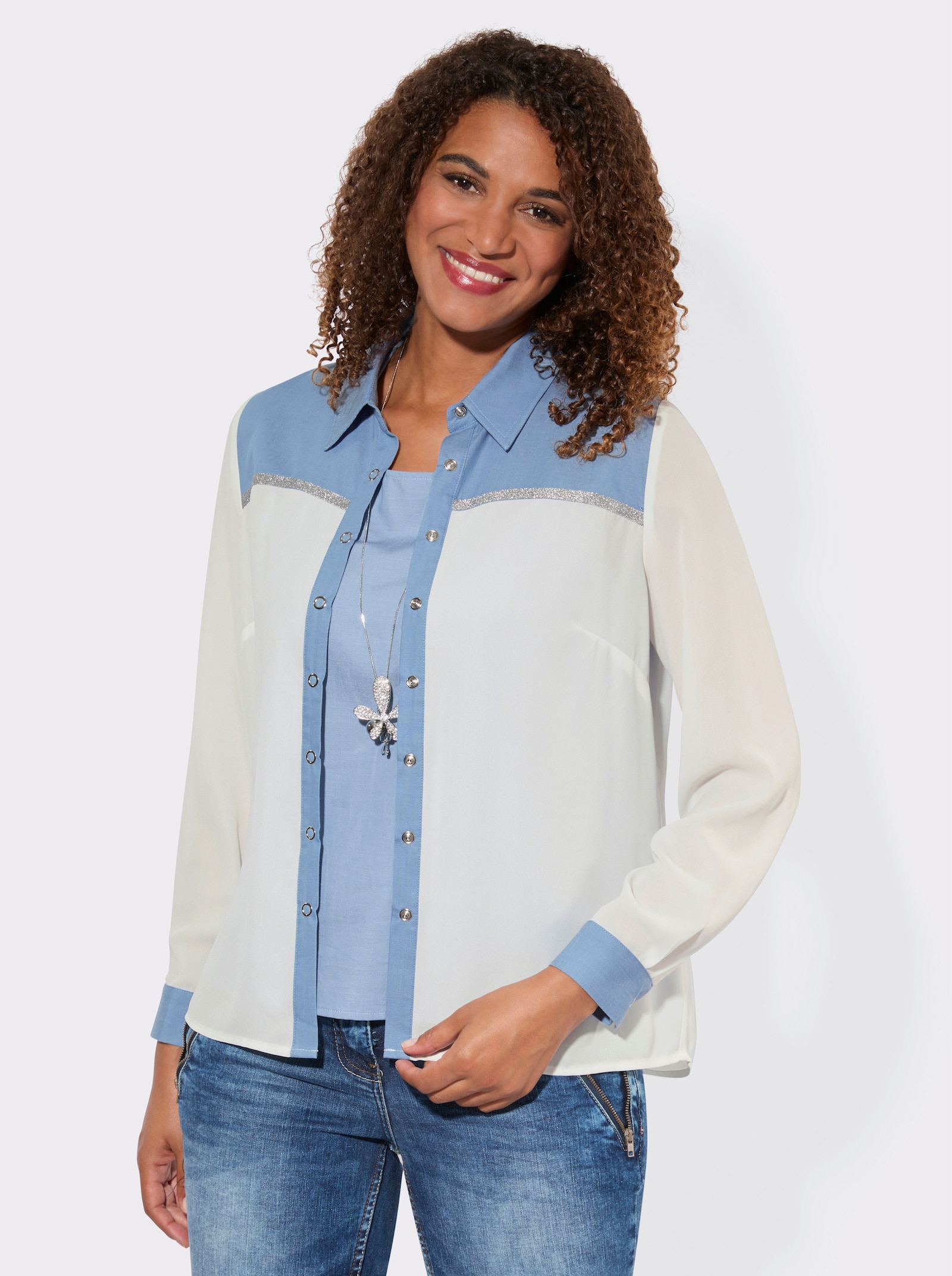 Blusenset aus Bluse und Top - weiß