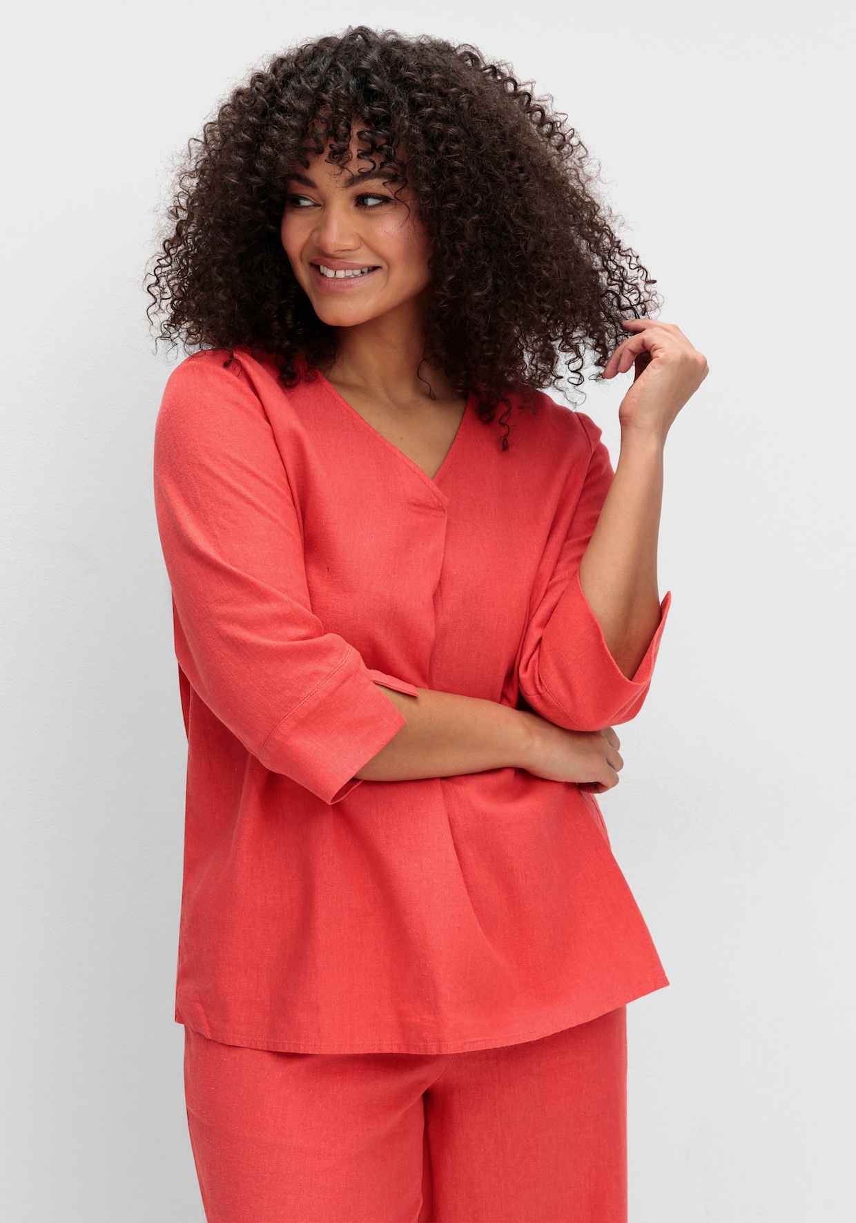 sheego Tunika aus Leinen-Mix, in leichter A-Linie - hummer